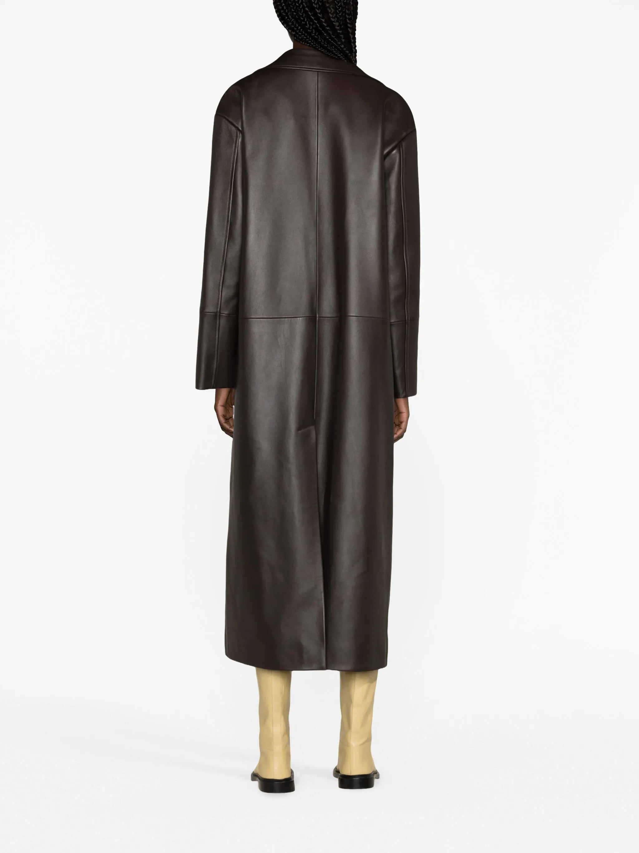 pleated leather coat
