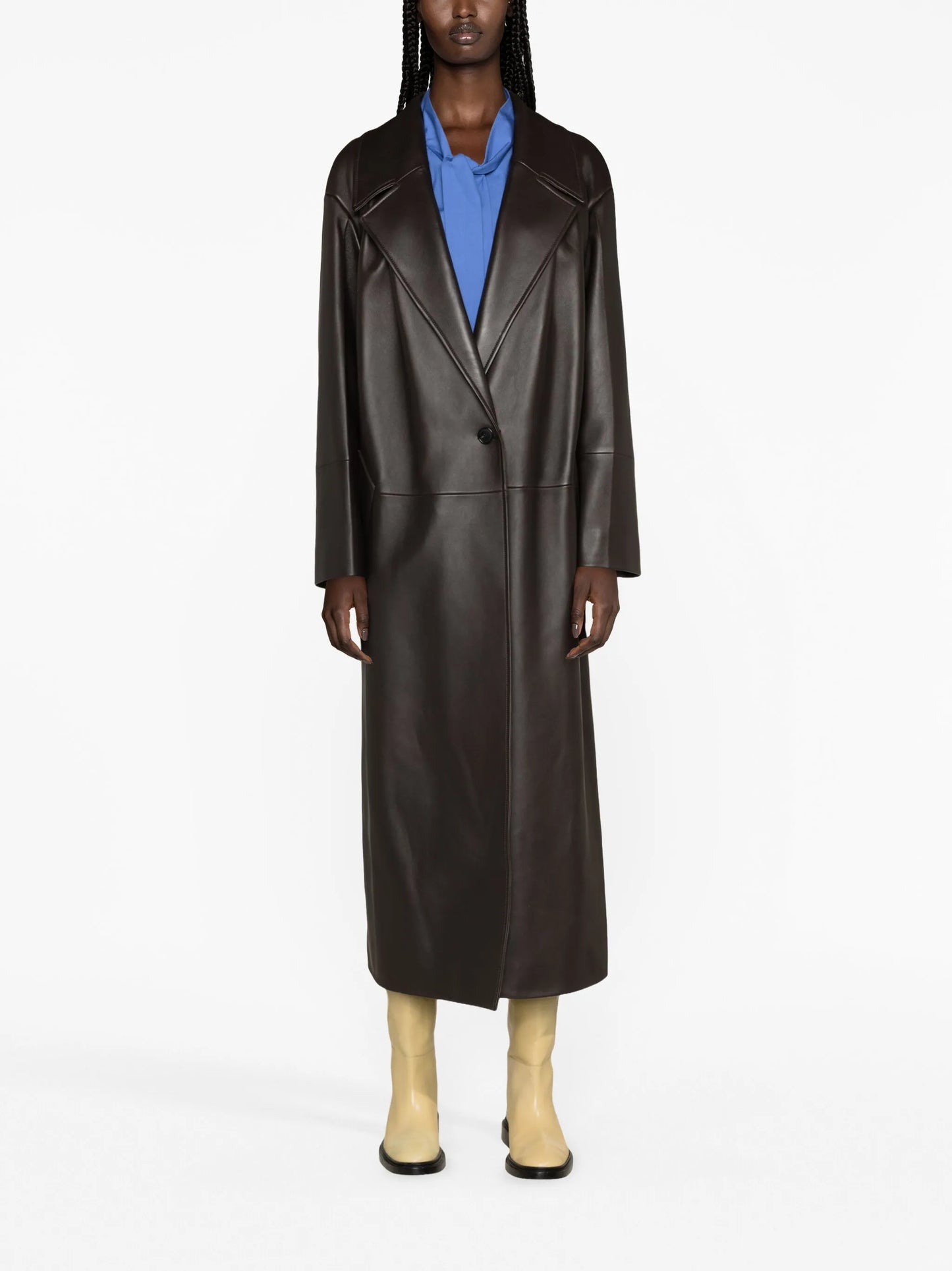 pleated leather coat