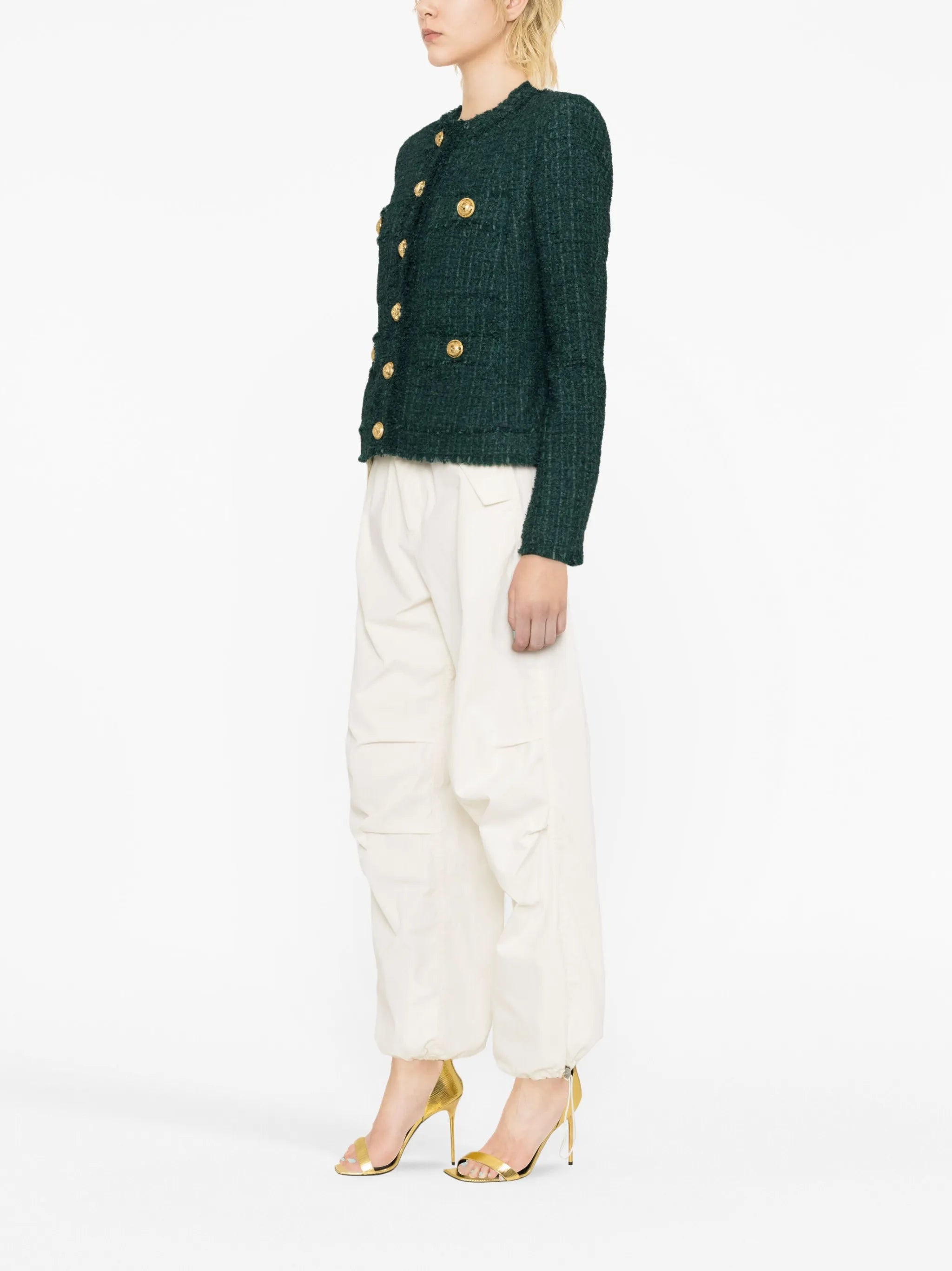 single-breasted tweed jacket