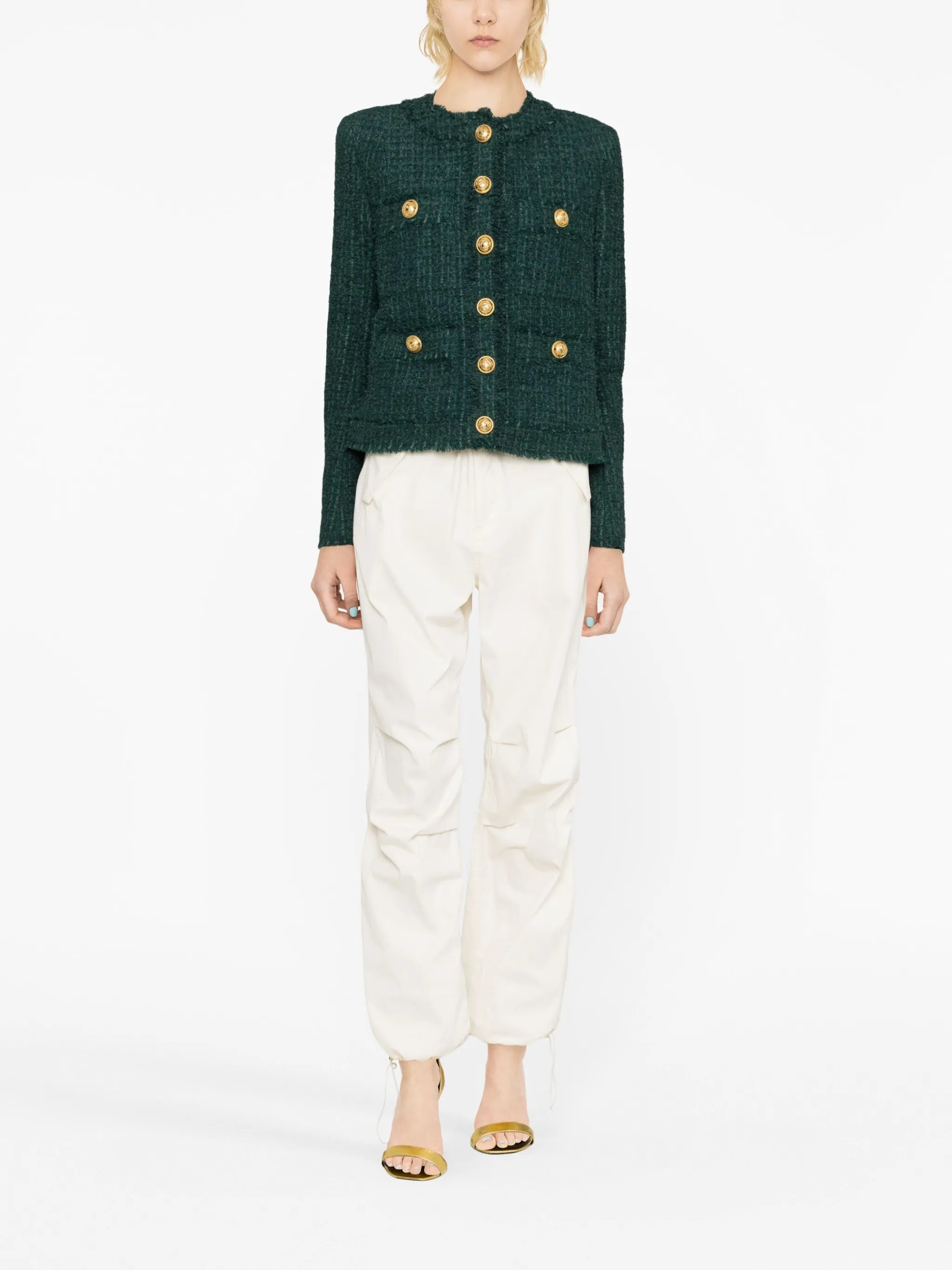 single-breasted tweed jacket