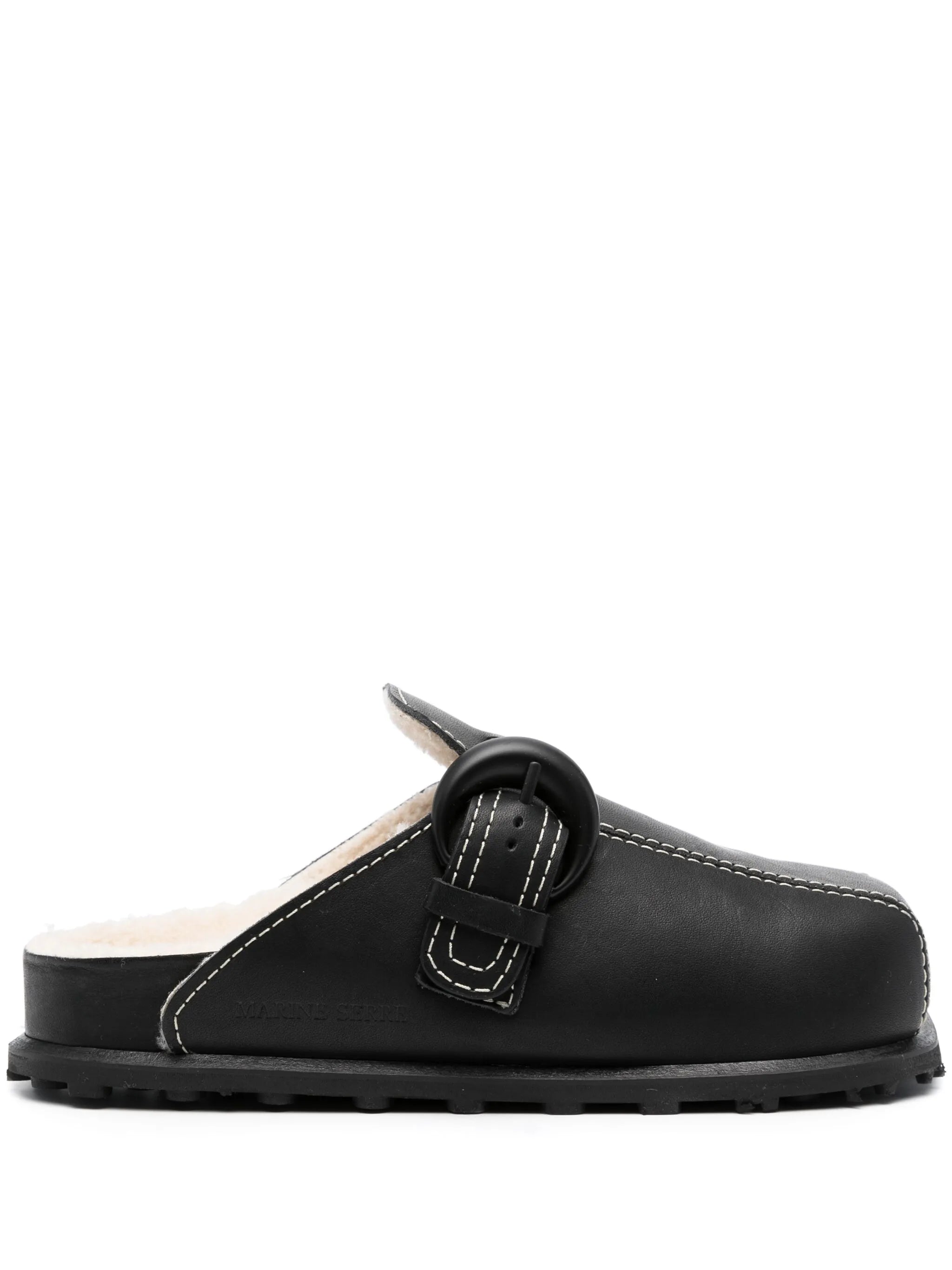 leather slide sandals