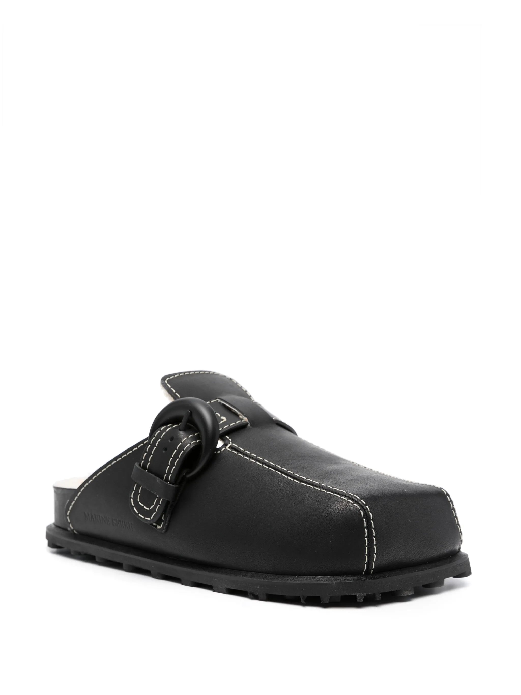 leather slide sandals