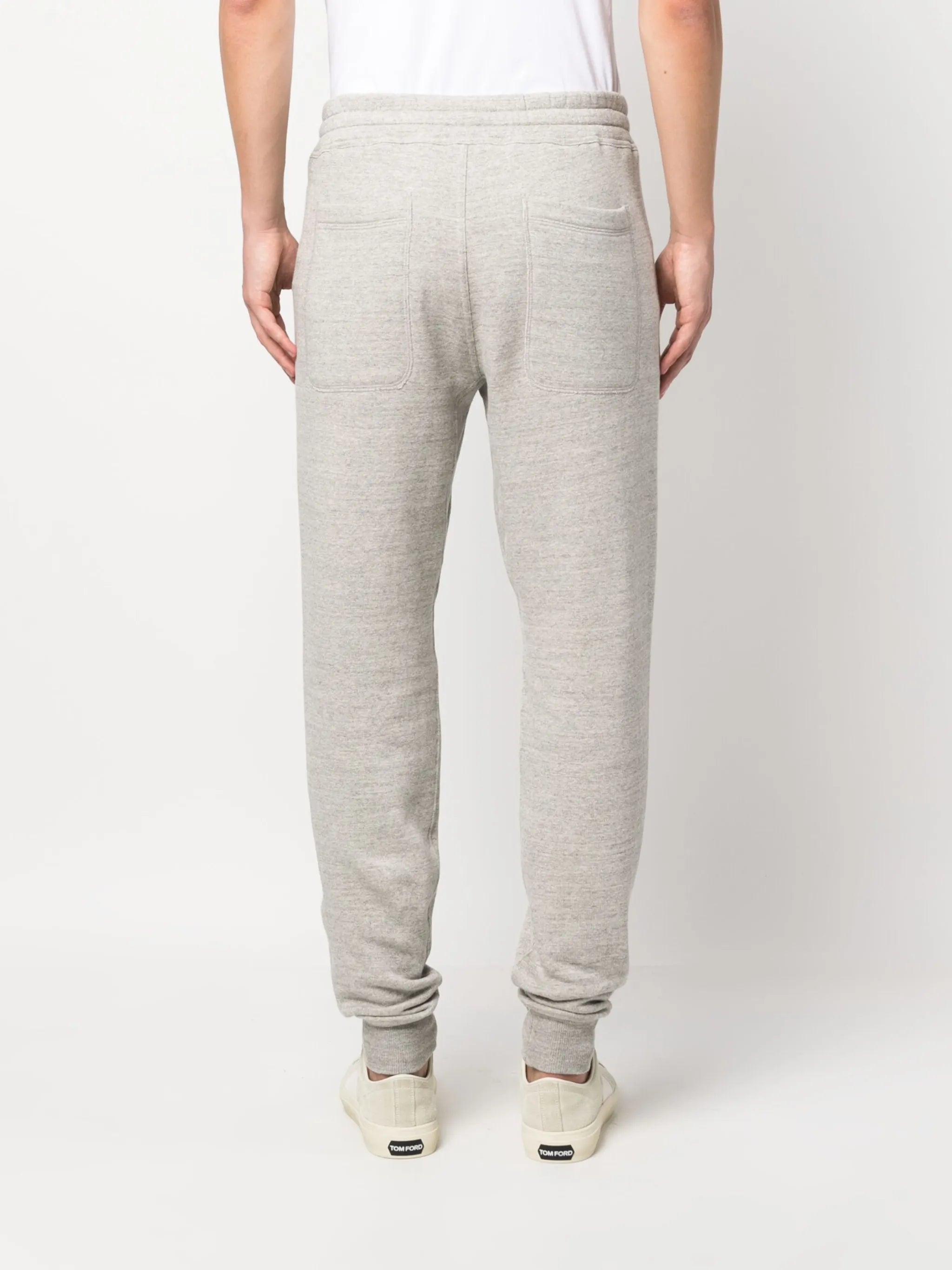 drawstring-waist cotton track pants