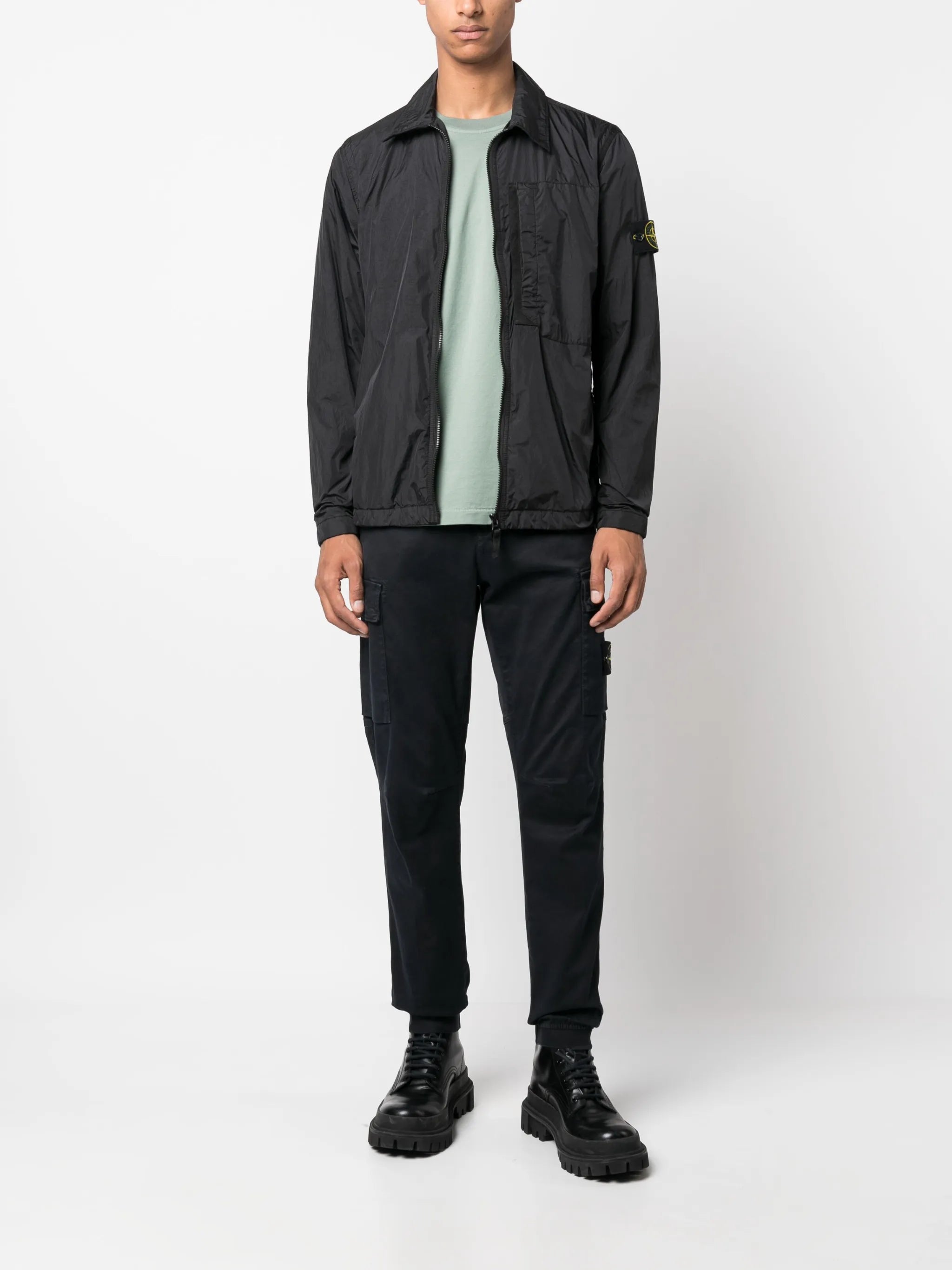 Crinkle Reps Compass-badge lightweight jacket