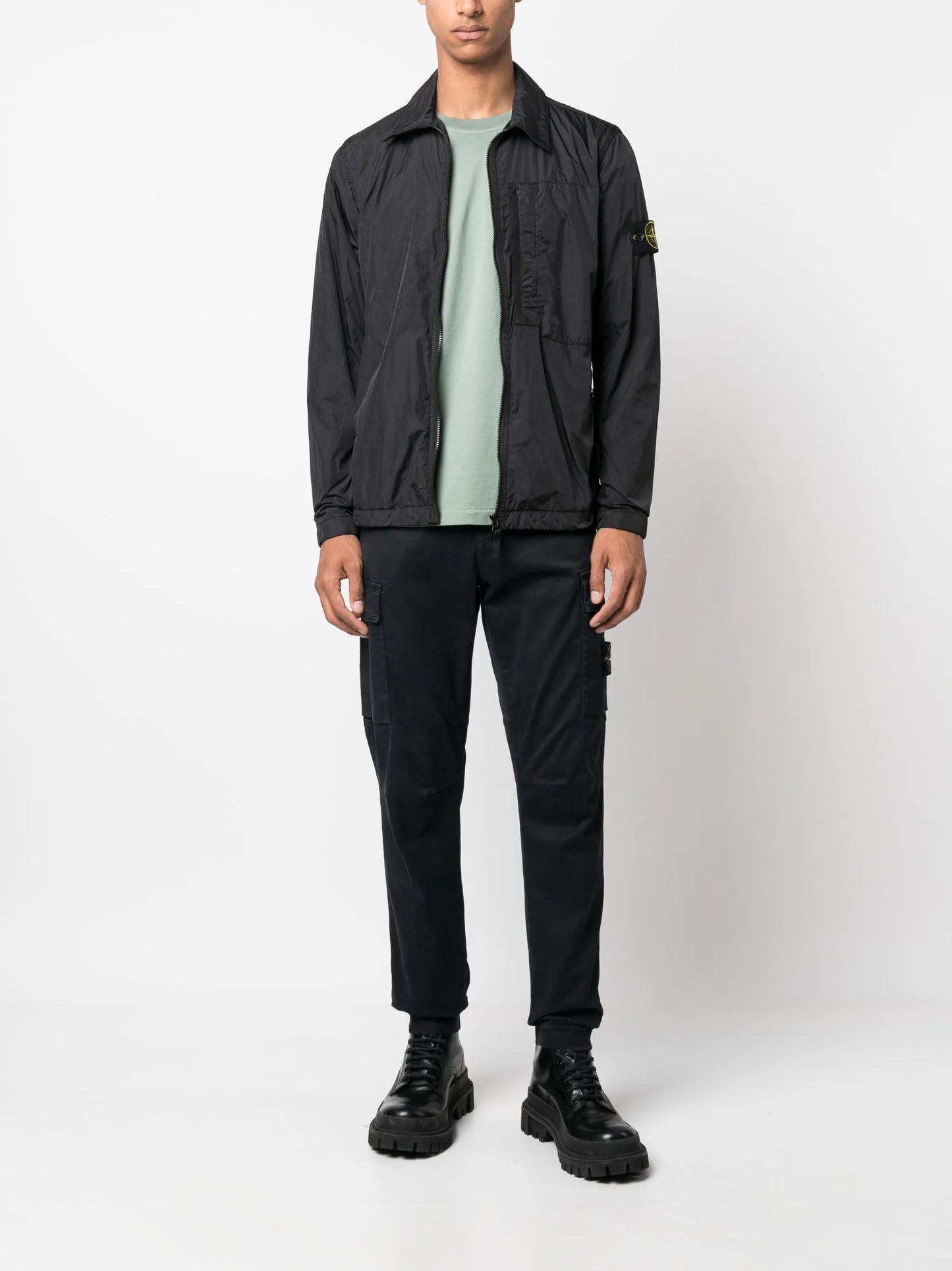 Crinkle Reps Compass-badge lightweight jacket