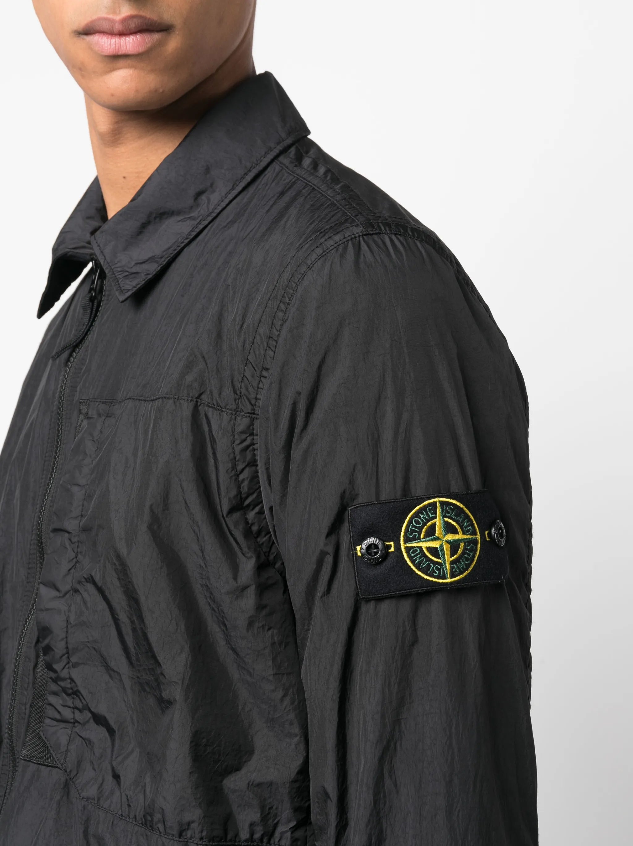Crinkle Reps Compass-badge lightweight jacket