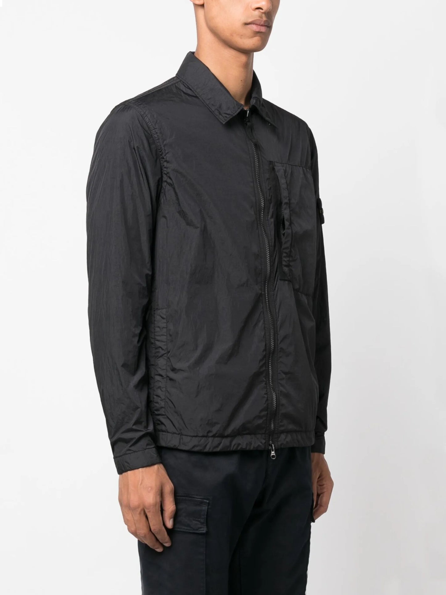 Crinkle Reps Compass-badge lightweight jacket