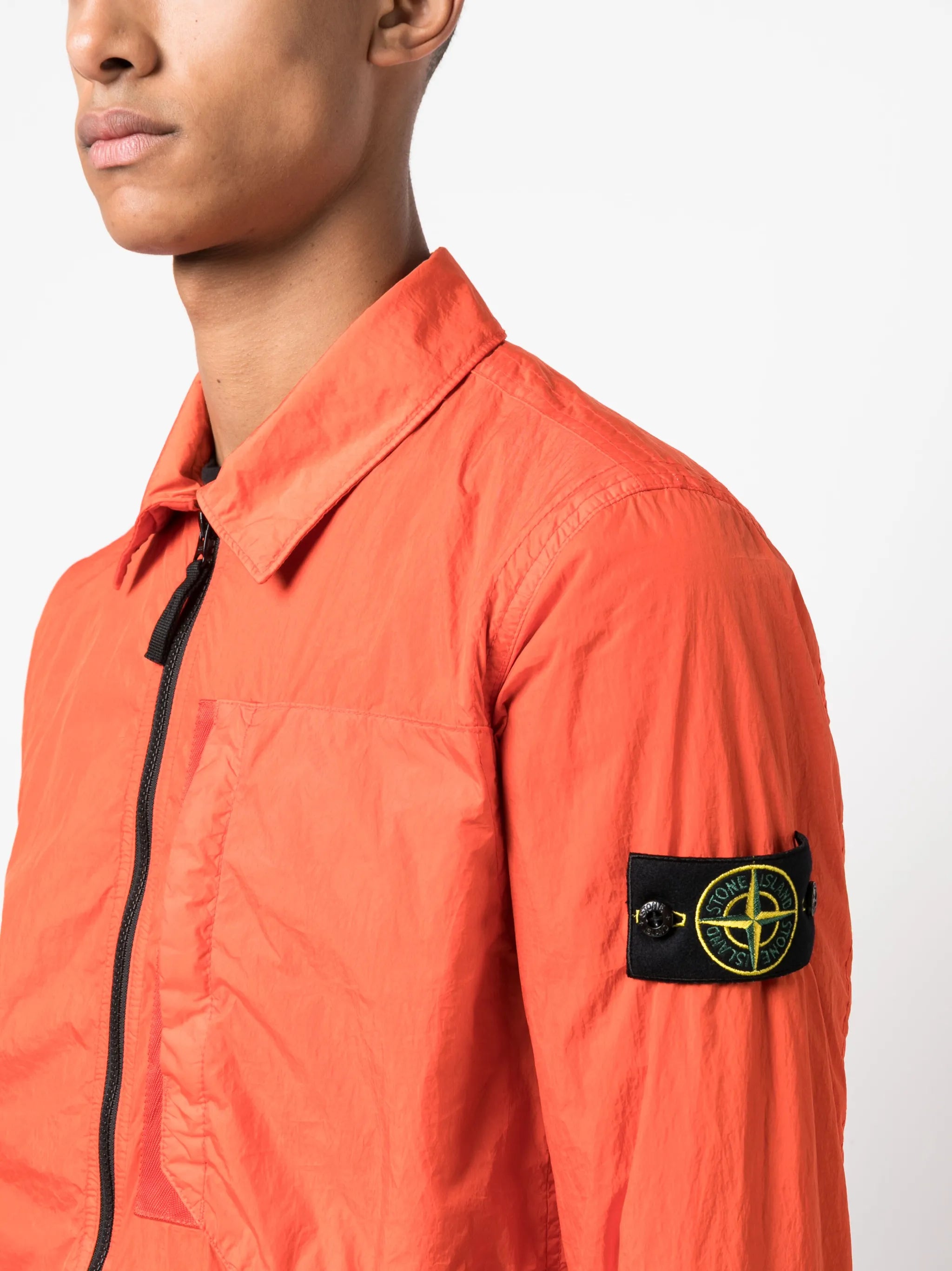 Crinkle Reps Compass-badge lightweight jacket