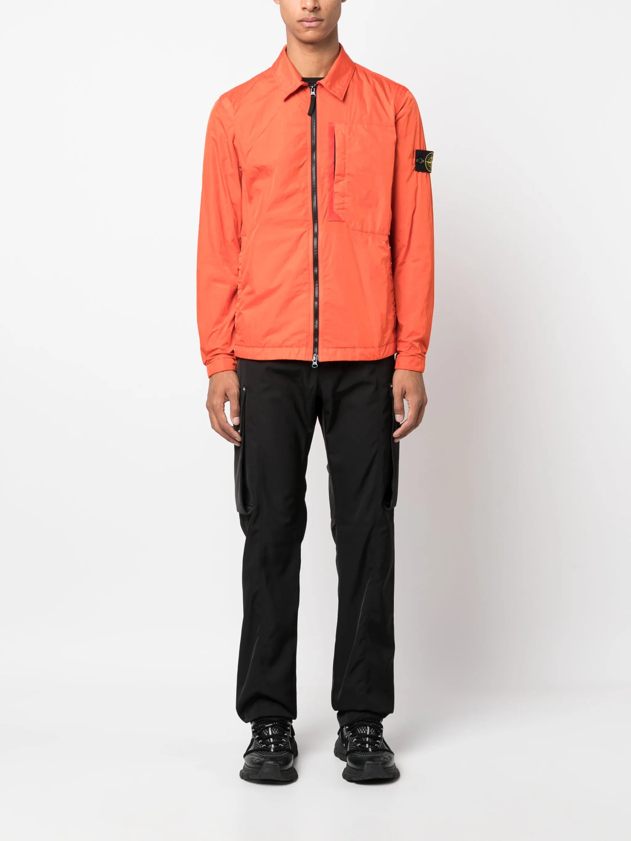 Crinkle Reps Compass-badge lightweight jacket