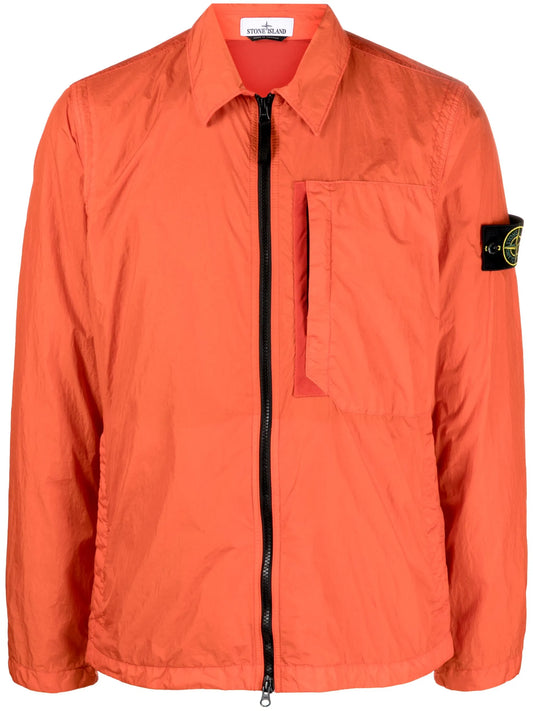Crinkle Reps Compass-badge lightweight jacket