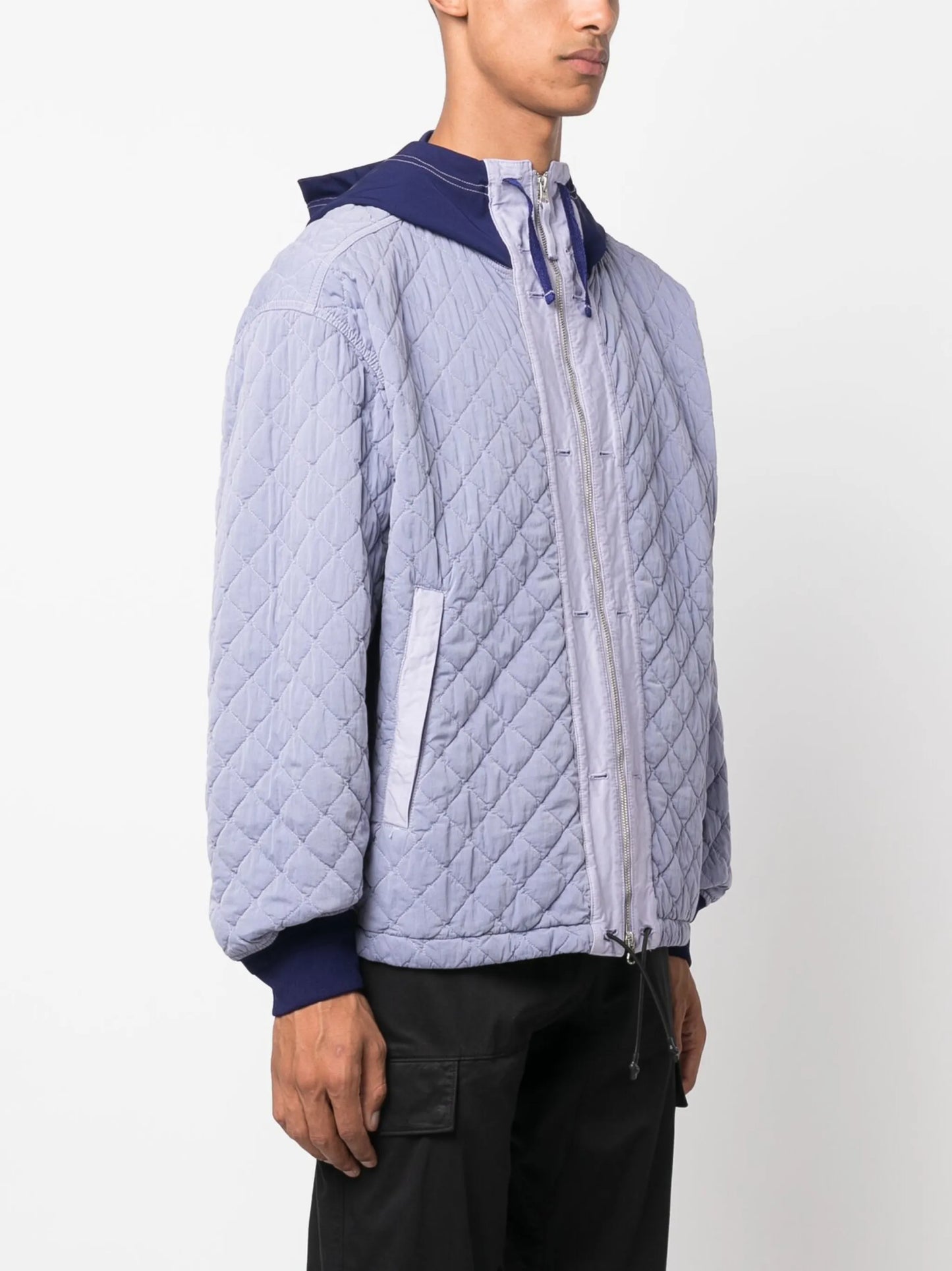 quilted hooded zip-up jacket