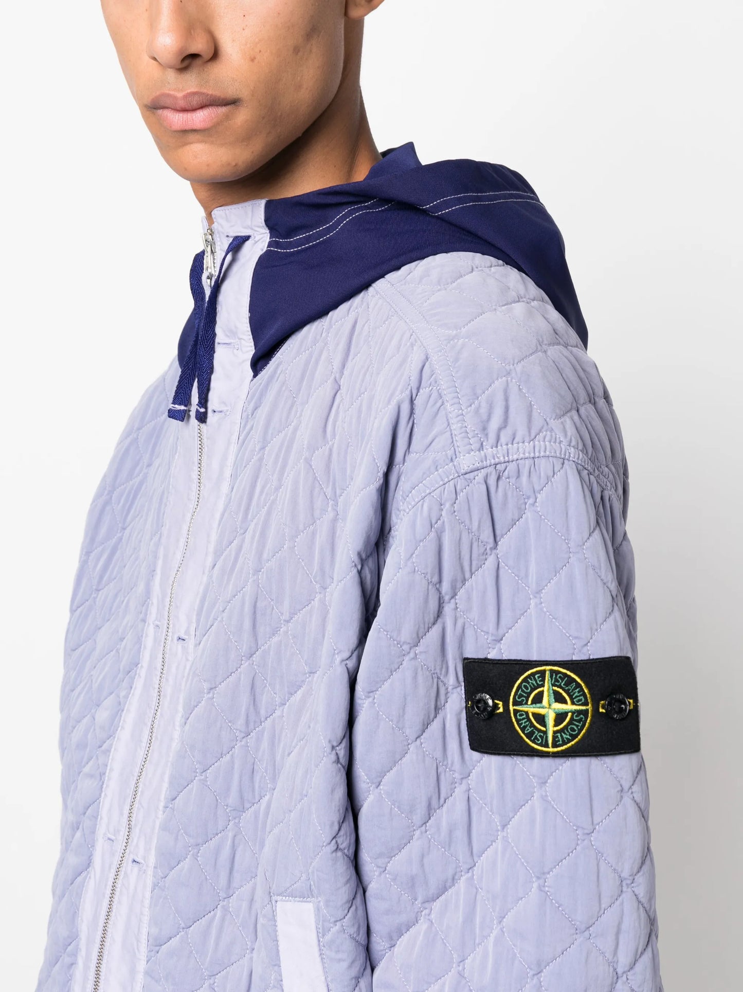 quilted hooded zip-up jacket