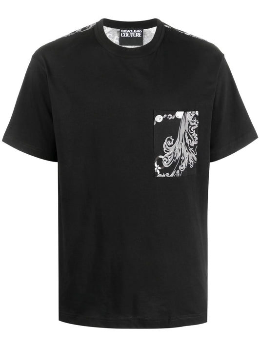 baroque-print panel cotton T-shirt