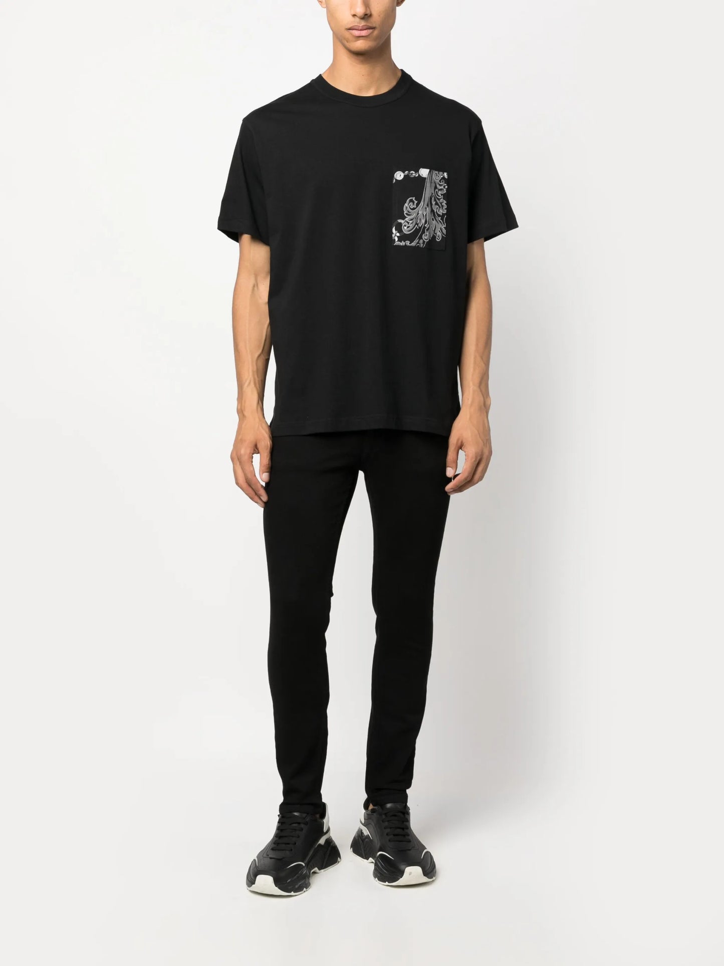 baroque-print panel cotton T-shirt