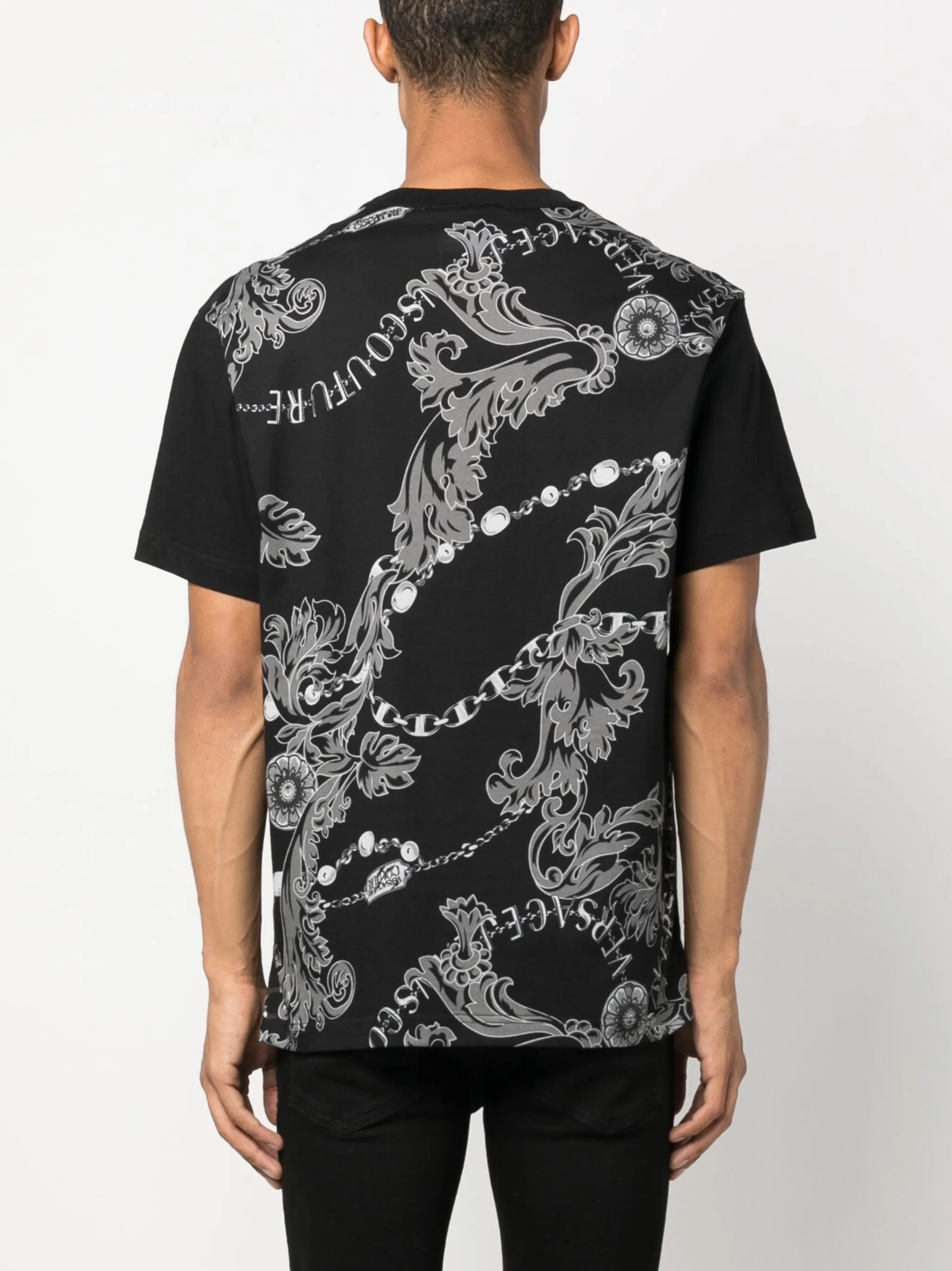 baroque-print panel cotton T-shirt