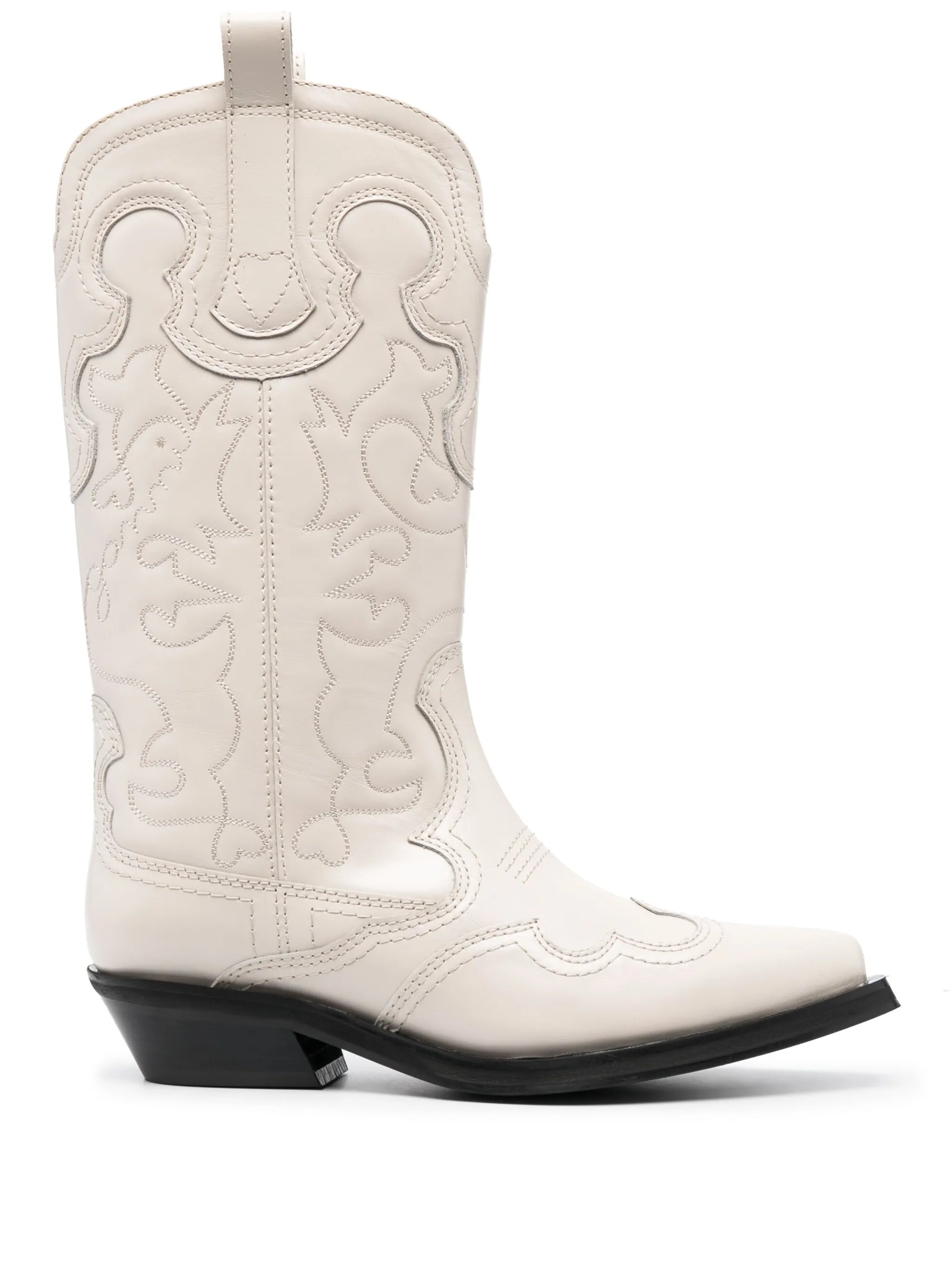 40mm embroidered mid-calf western boots