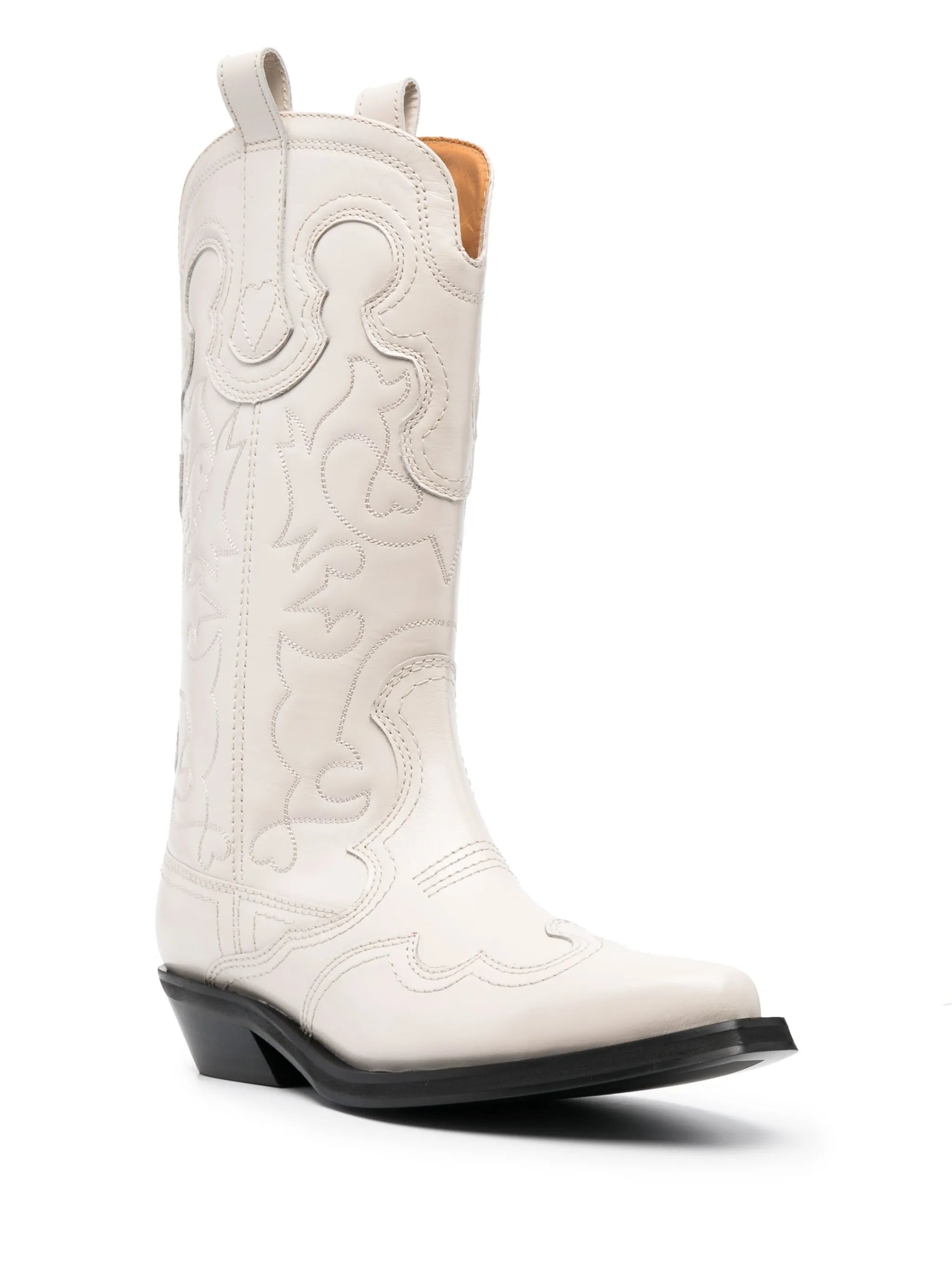 40mm embroidered mid-calf western boots