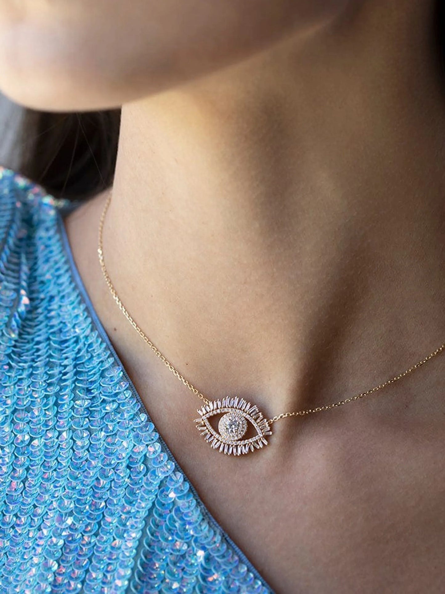 18kt yellow gold Firework Evil Eye necklace