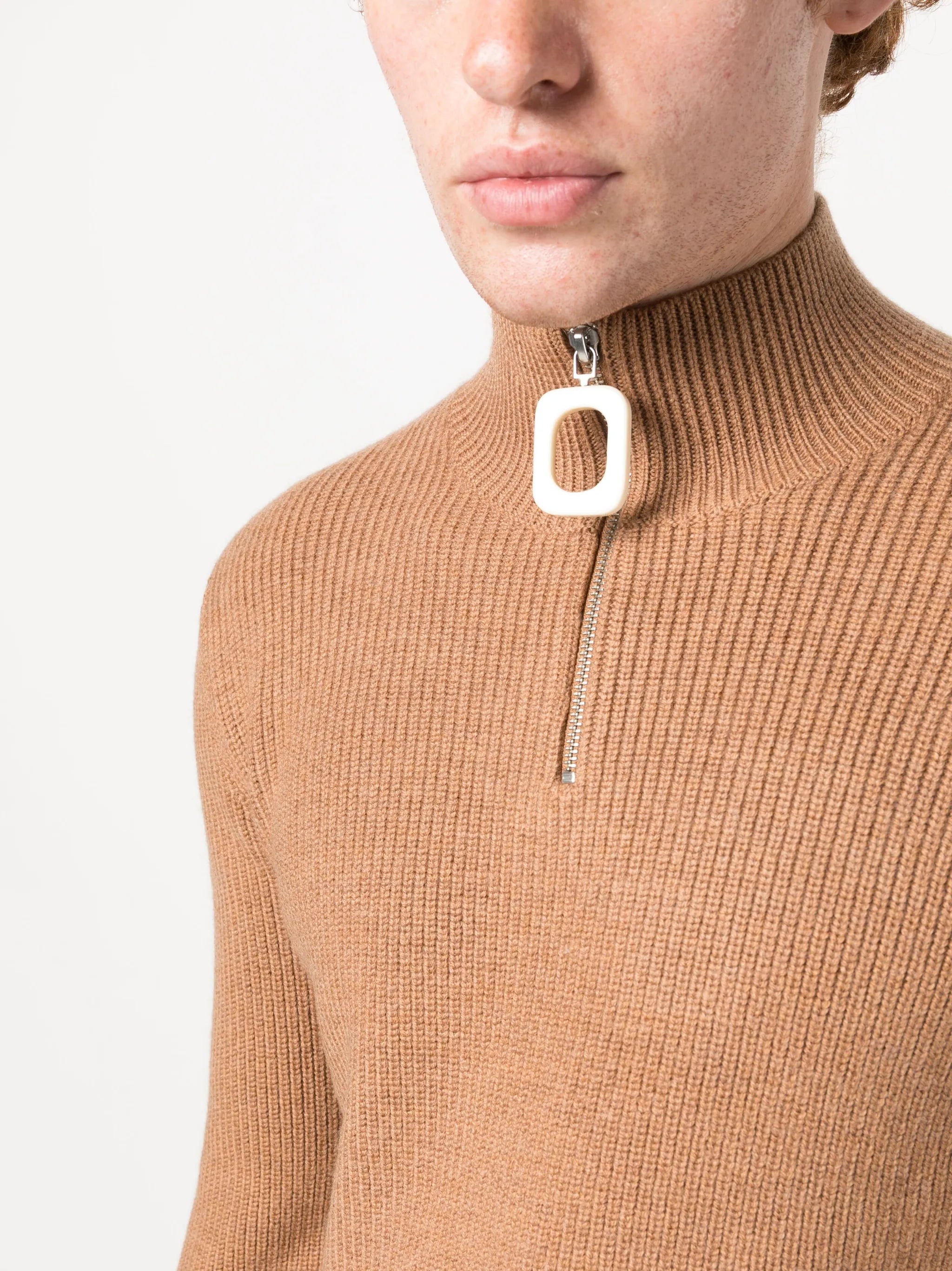 Puller half-zip ribbed jumper