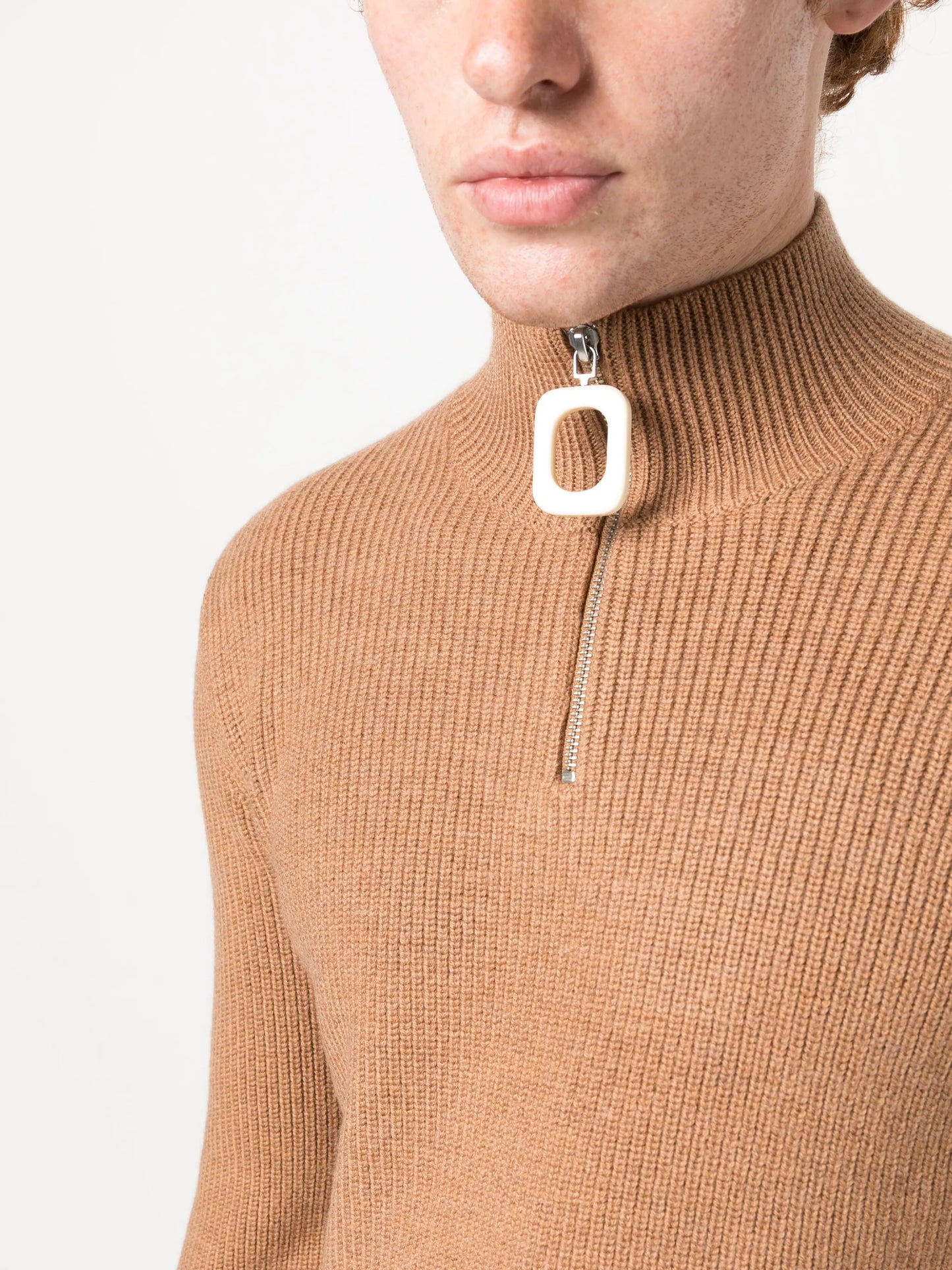 Puller half-zip ribbed jumper