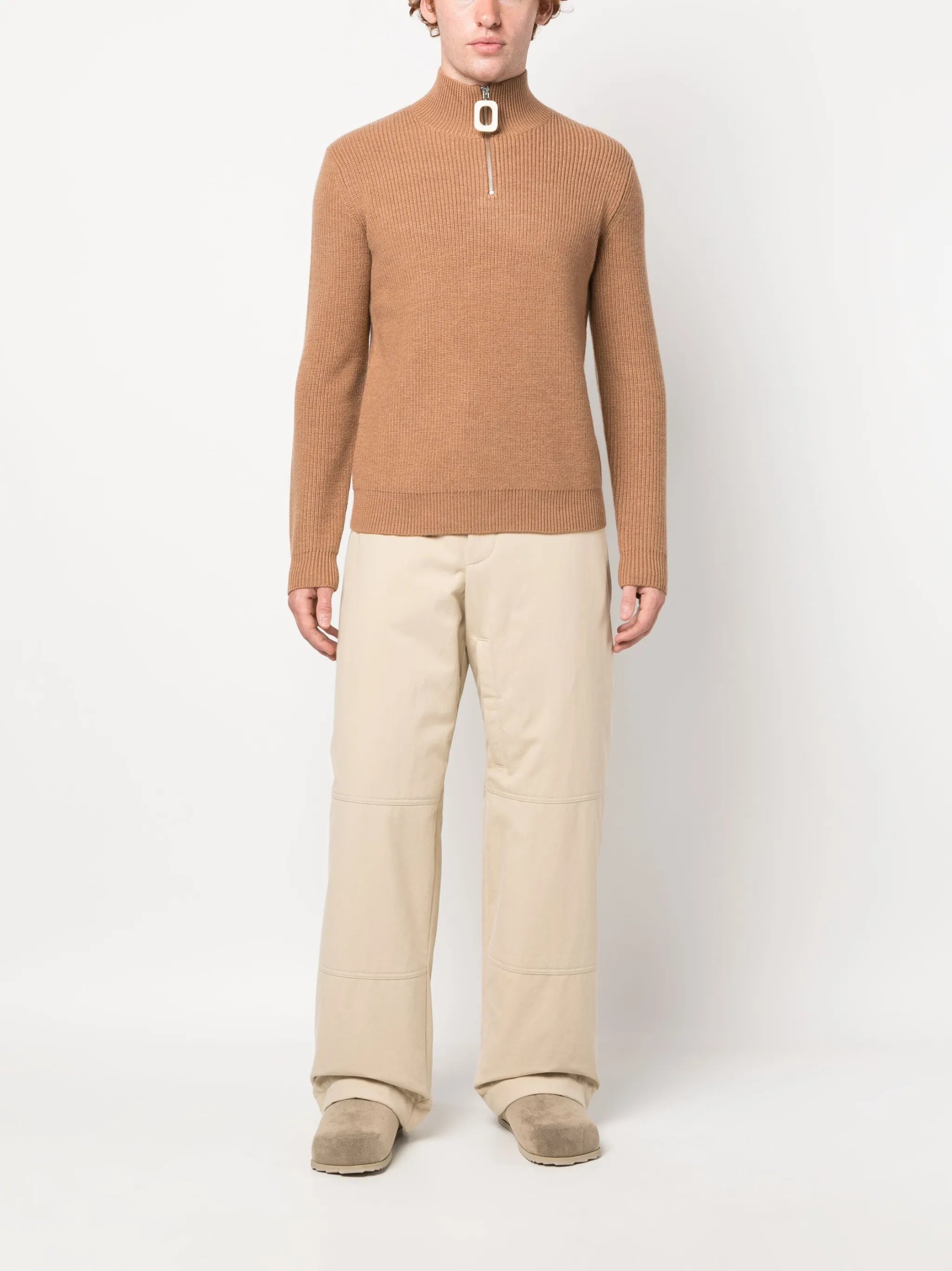 Puller half-zip ribbed jumper