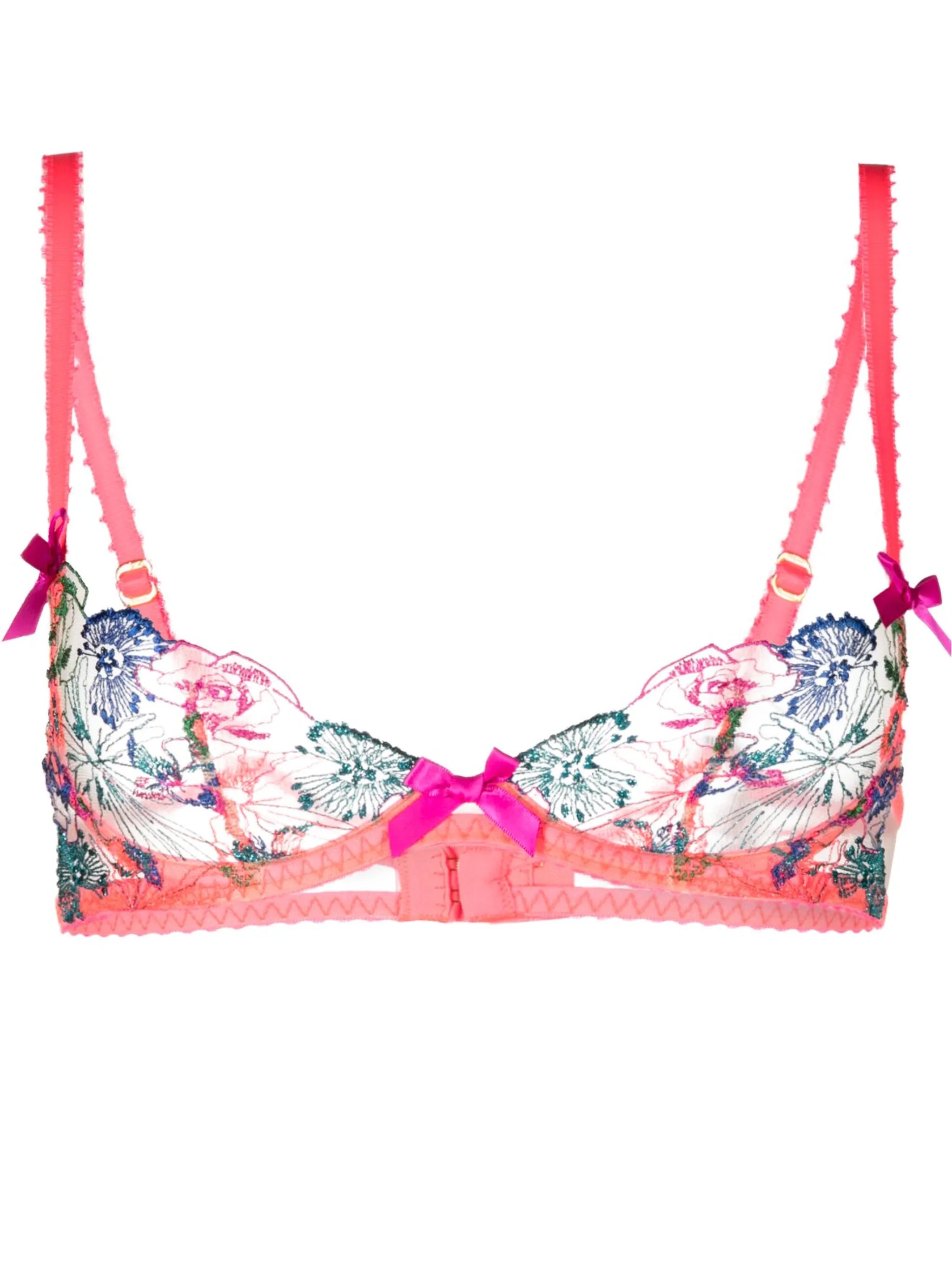 Zuri floral-embroidered lurex tulle bra