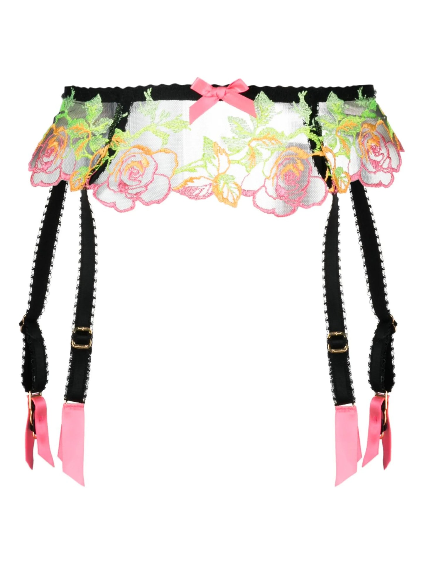Callypso floral-embroidered tulle suspender