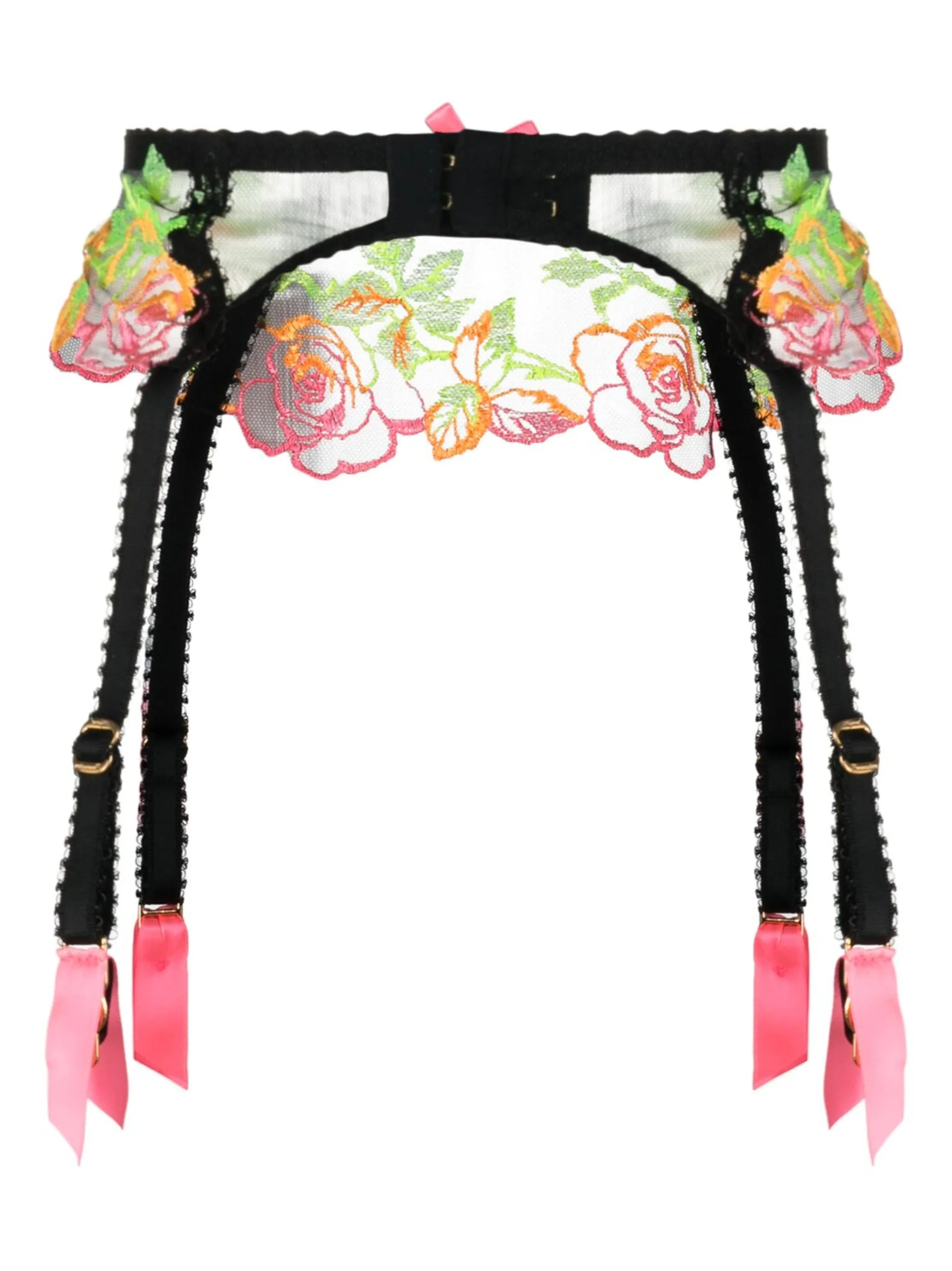 Callypso floral-embroidered tulle suspender