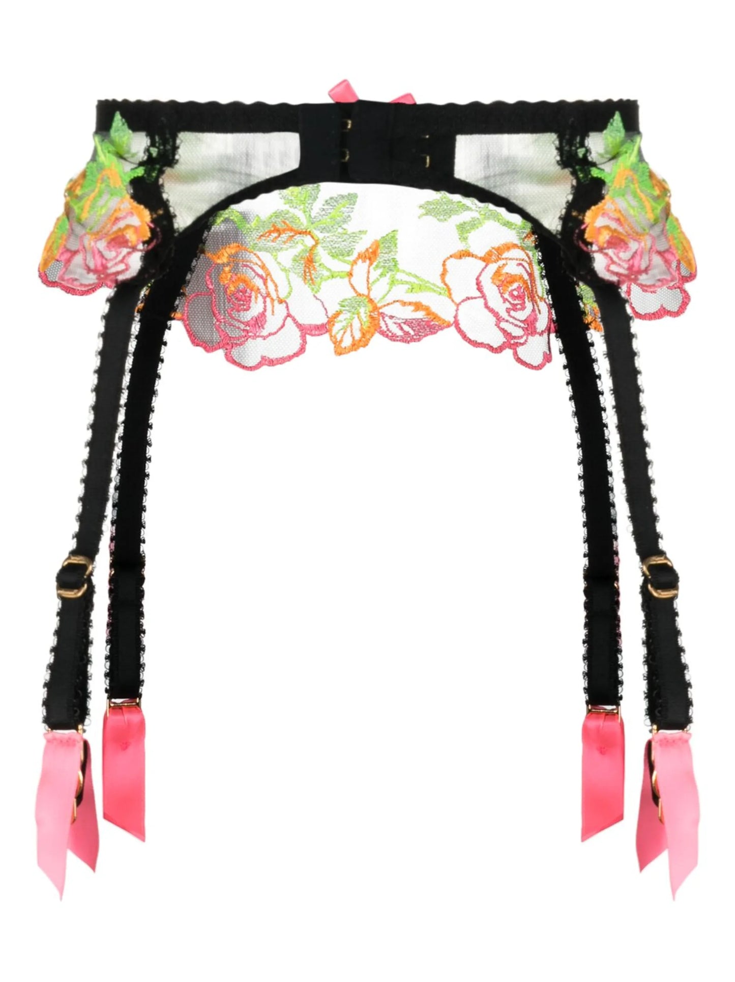 Callypso floral-embroidered tulle suspender