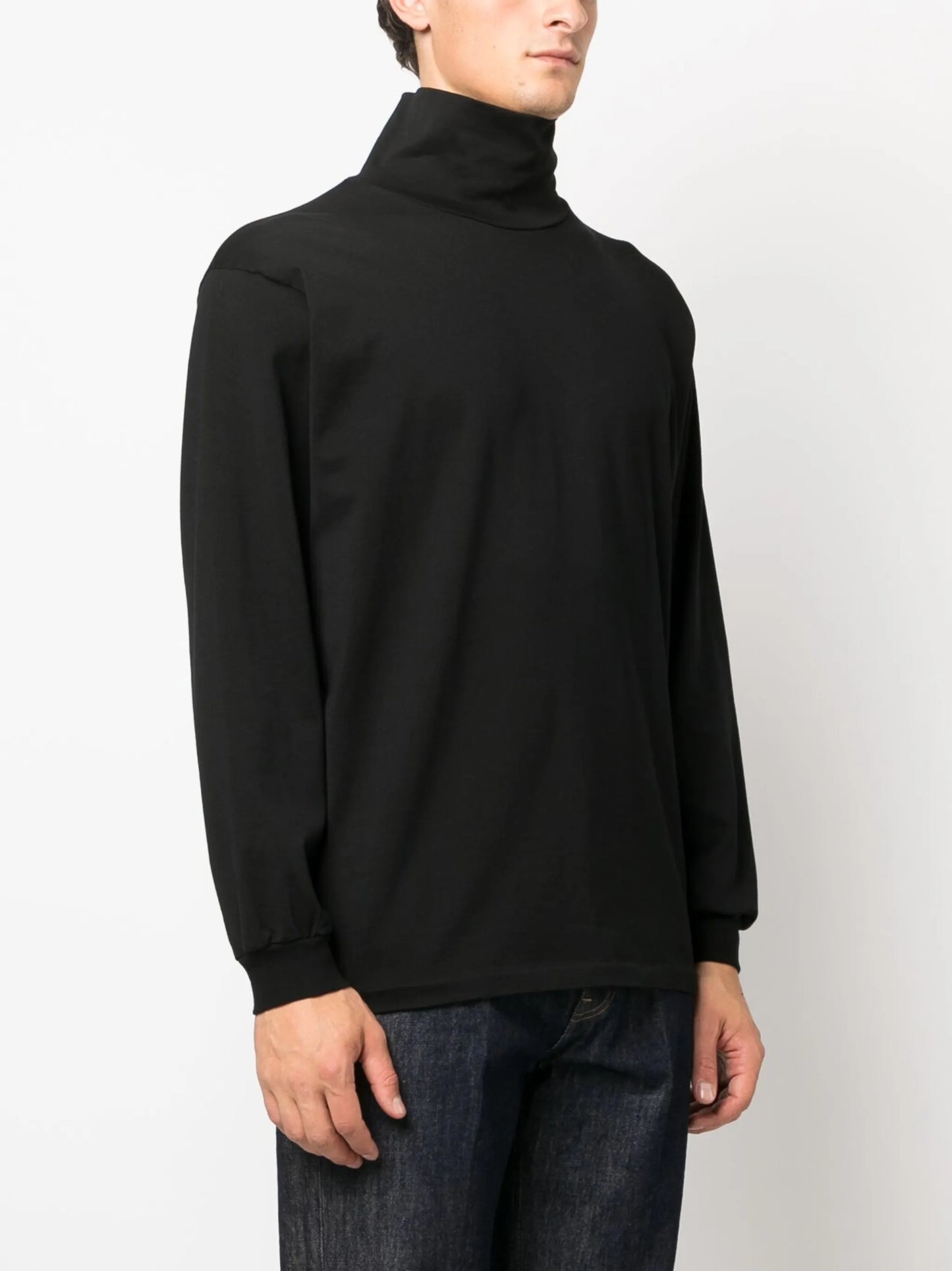 high-neck cotton T-shirt