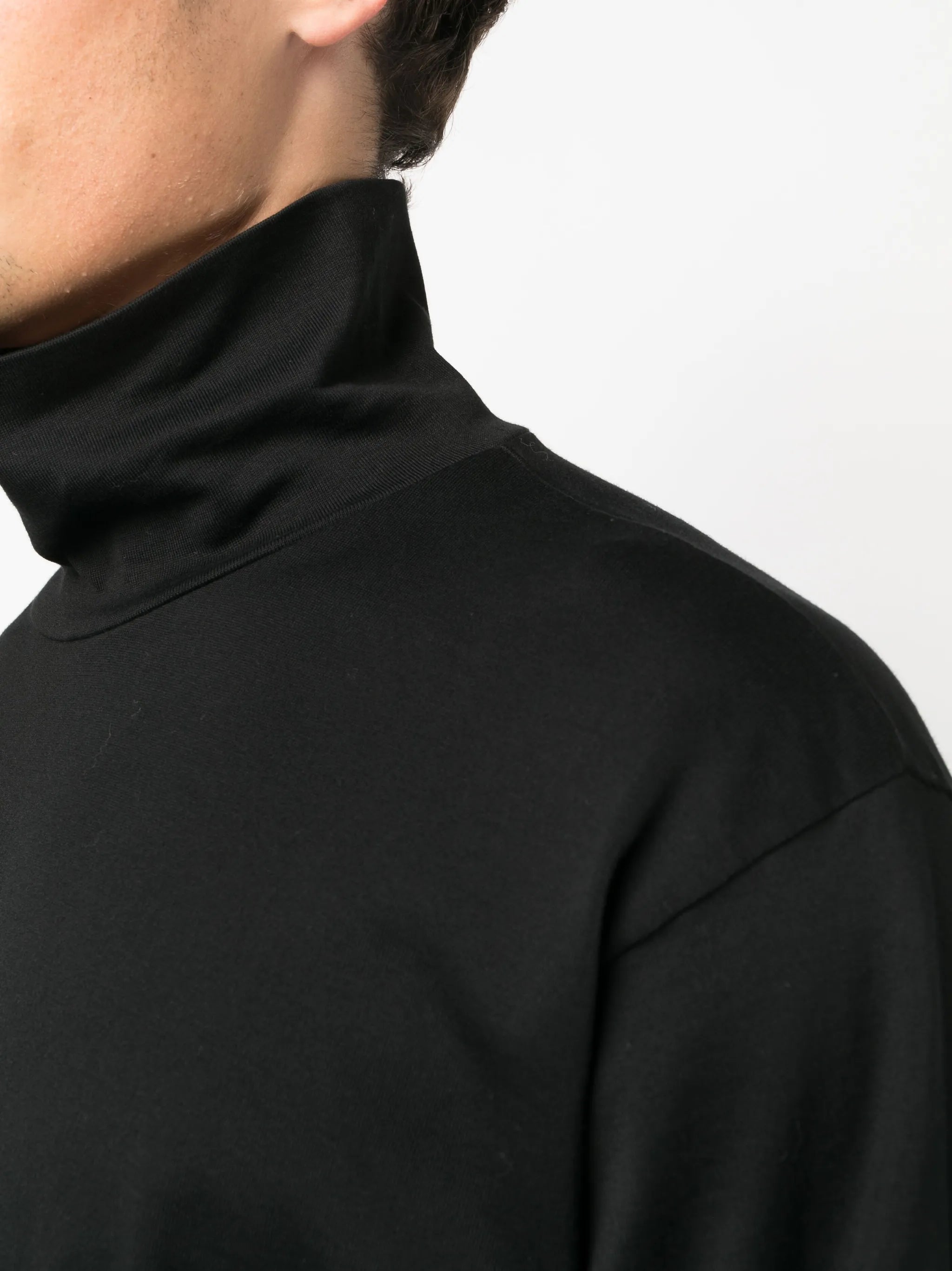 high-neck cotton T-shirt