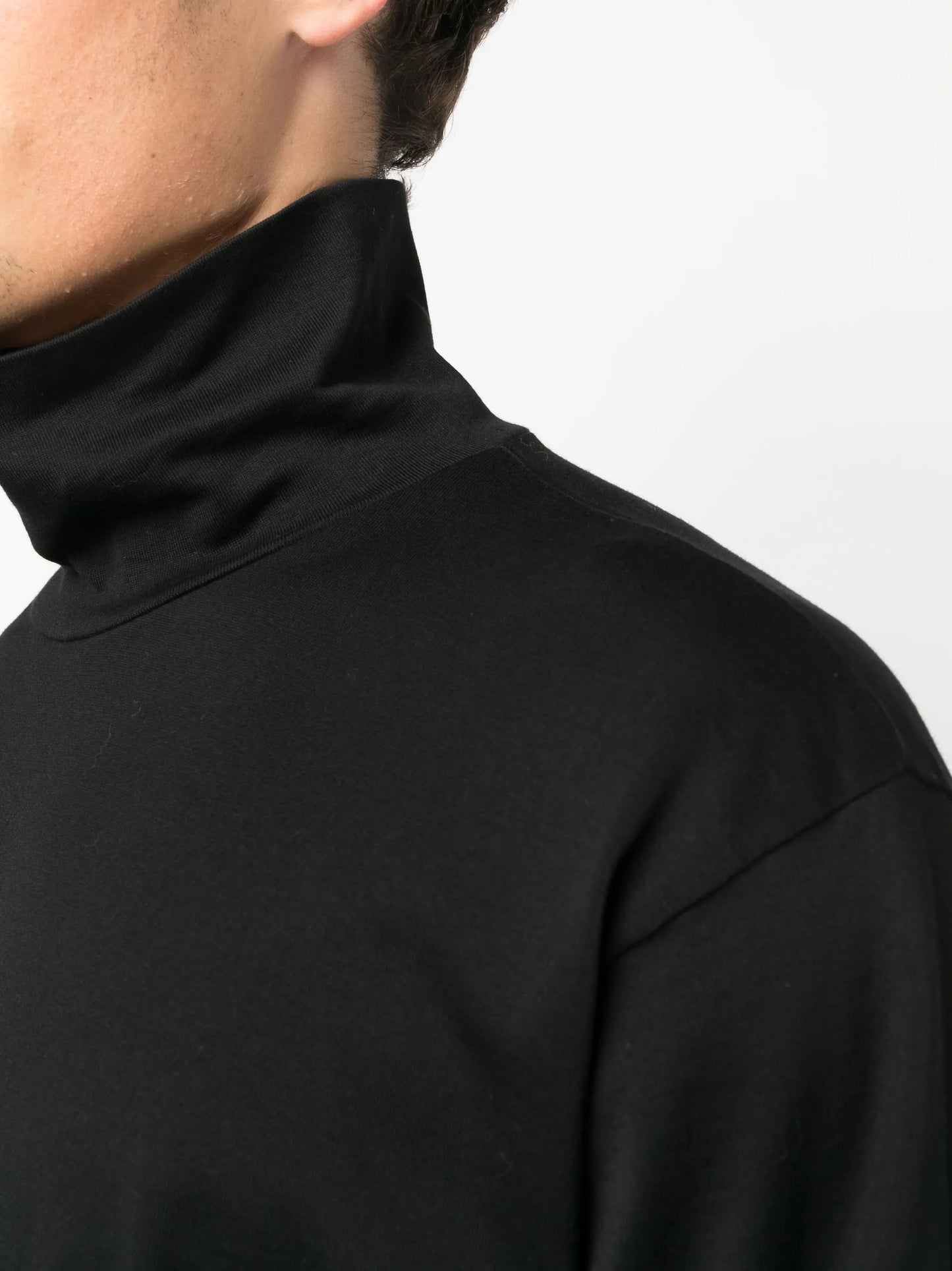 high-neck cotton T-shirt