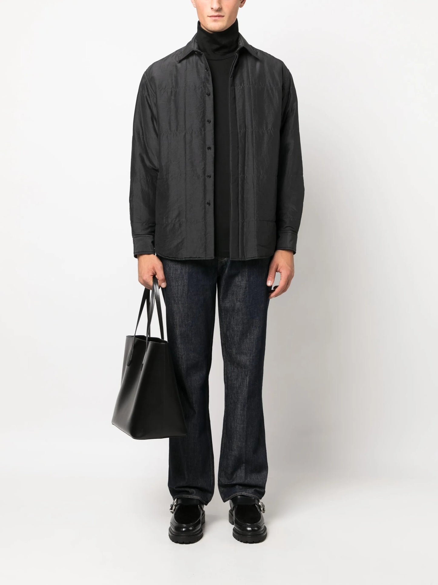 high-neck cotton T-shirt