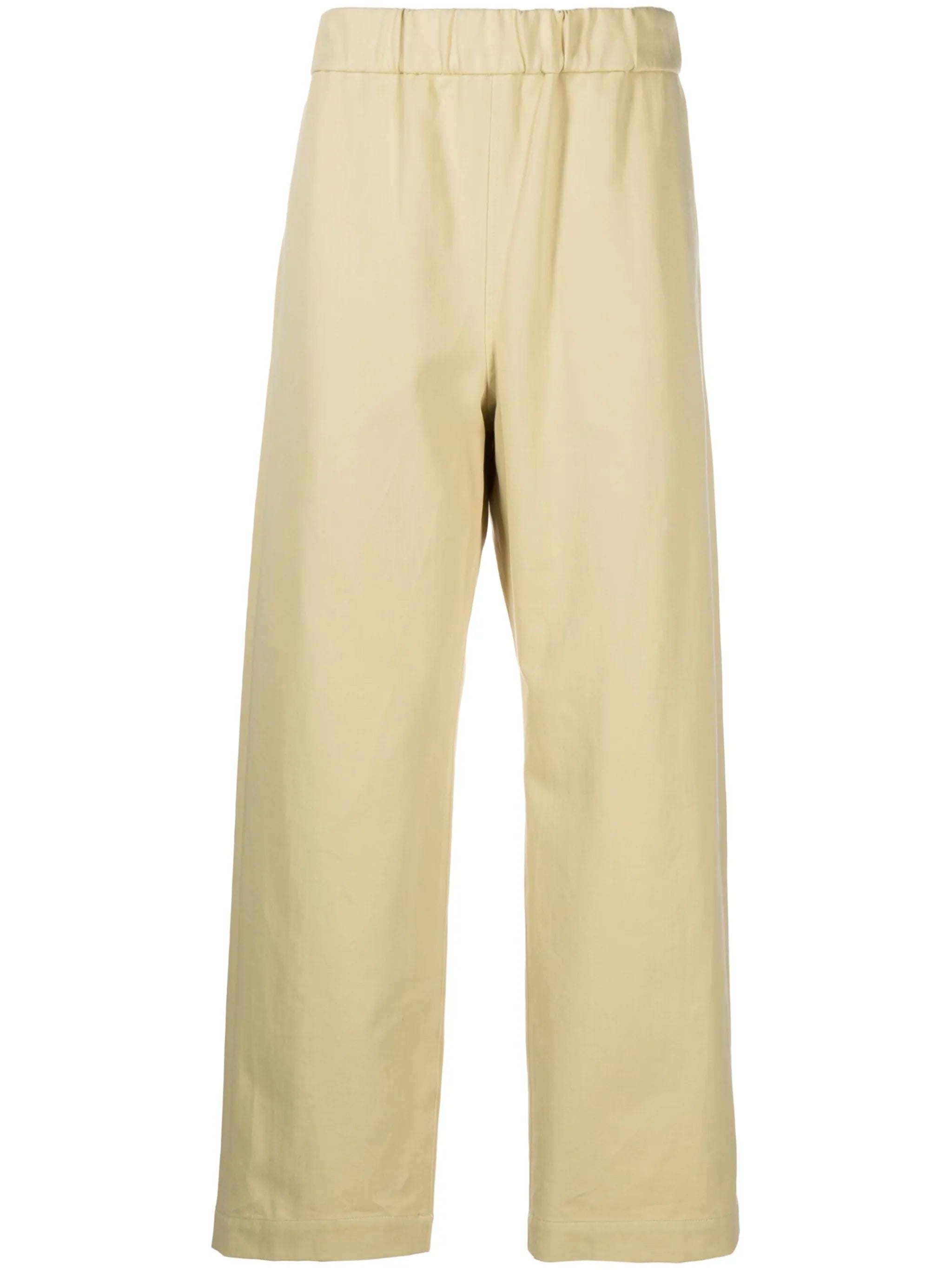 elasticated-waist straight-leg trousers