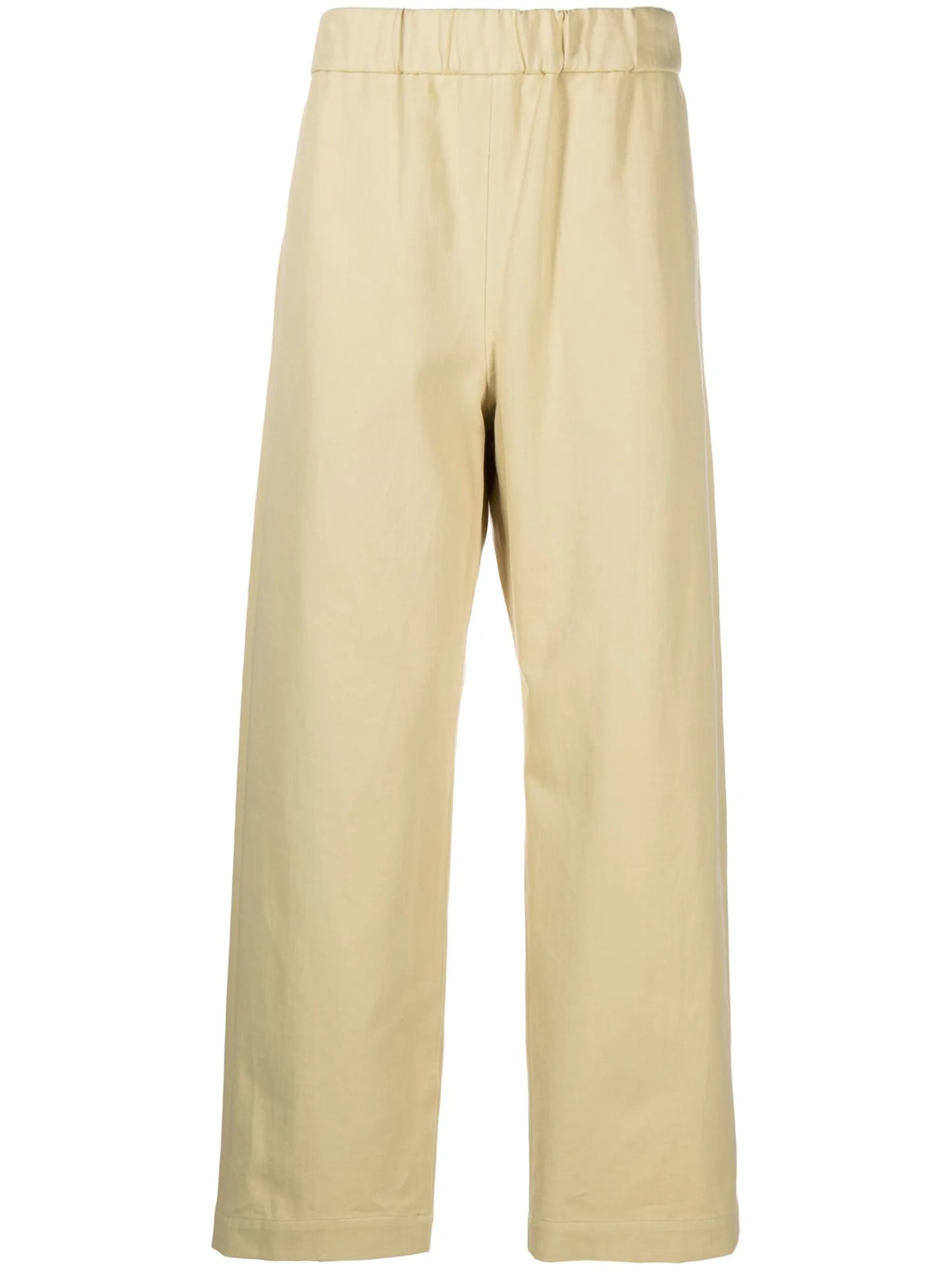 elasticated-waist straight-leg trousers