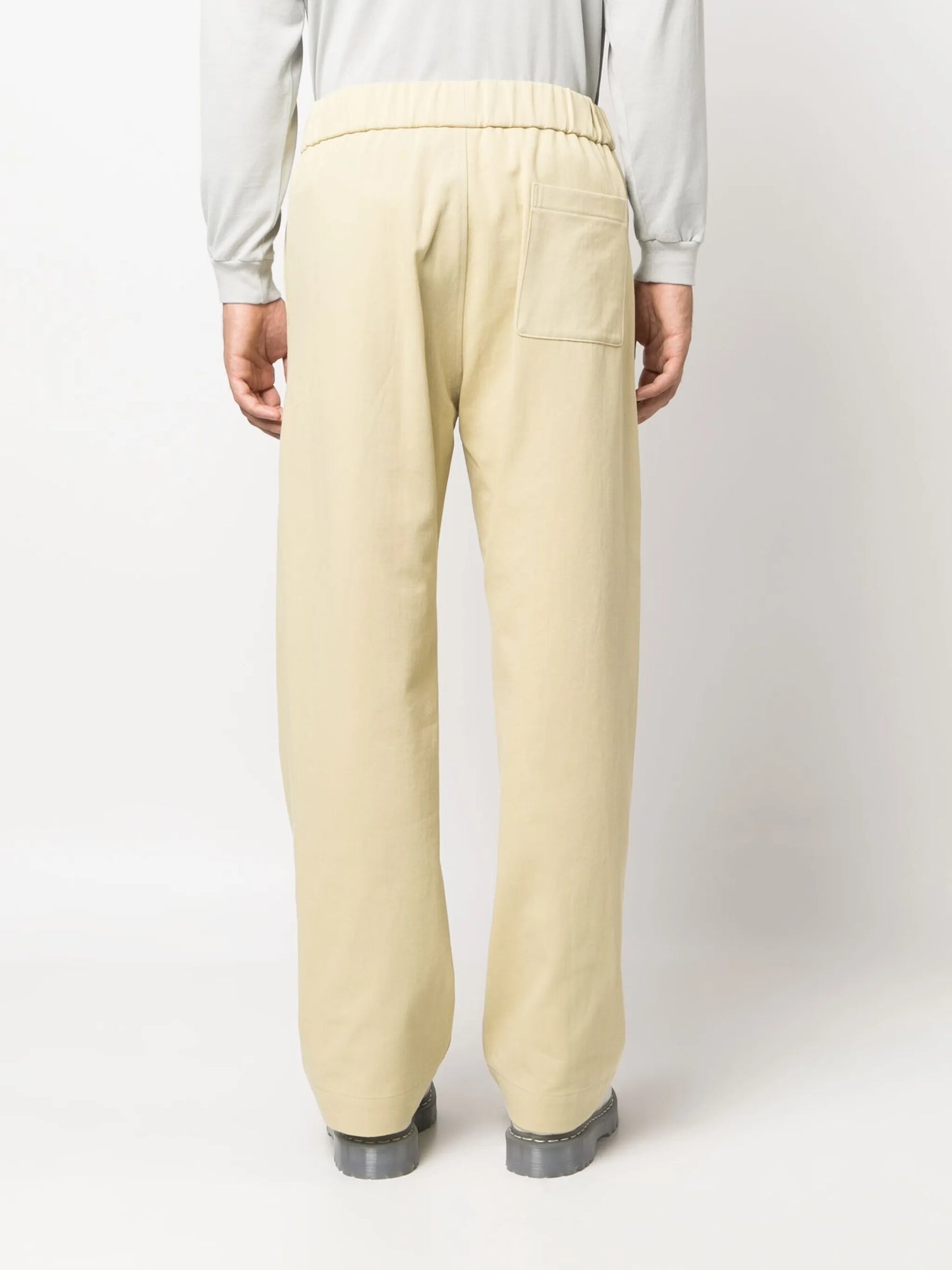 elasticated-waist straight-leg trousers
