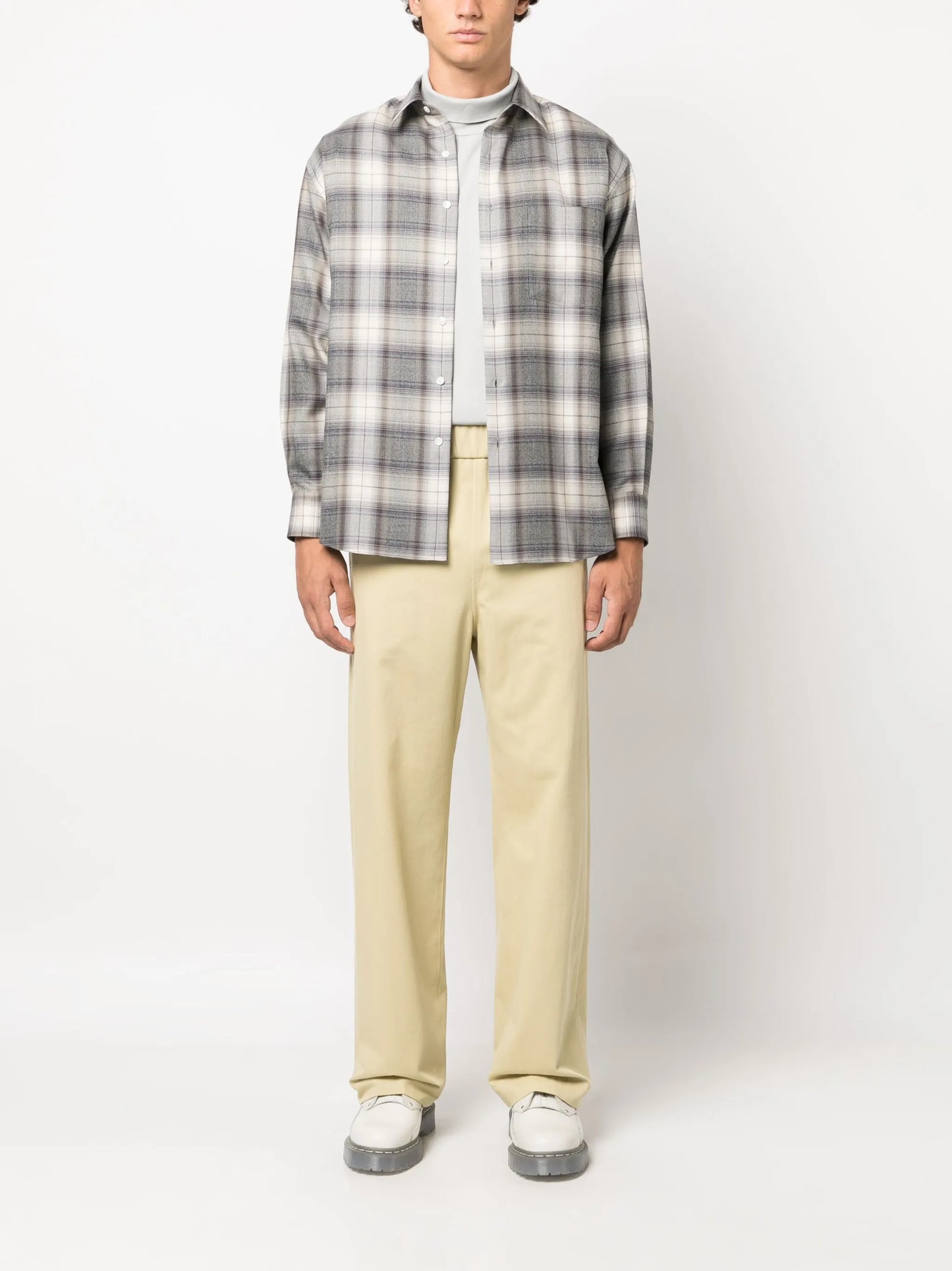 light wool plaid-check shirt