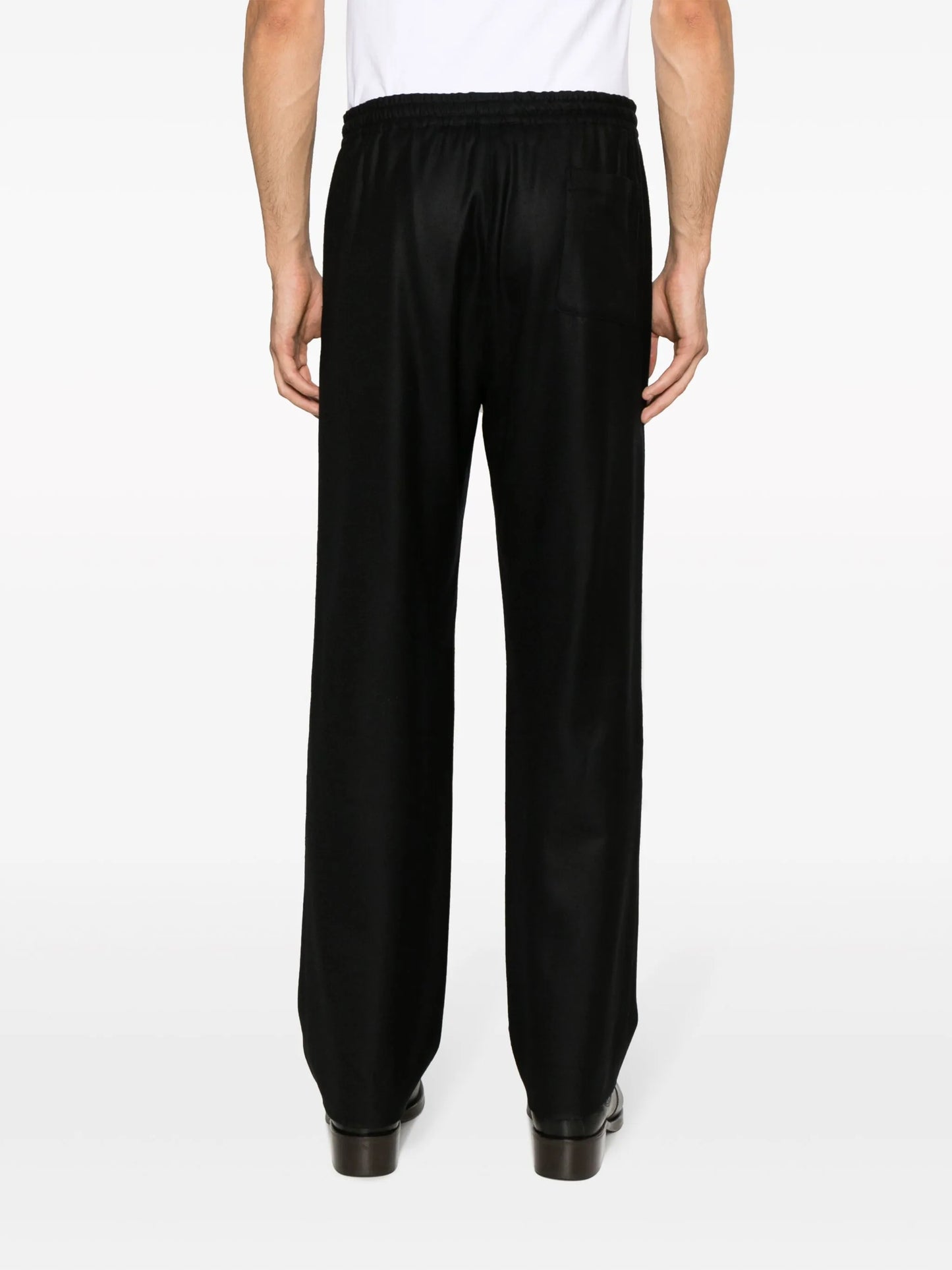 straight-leg wool trousers