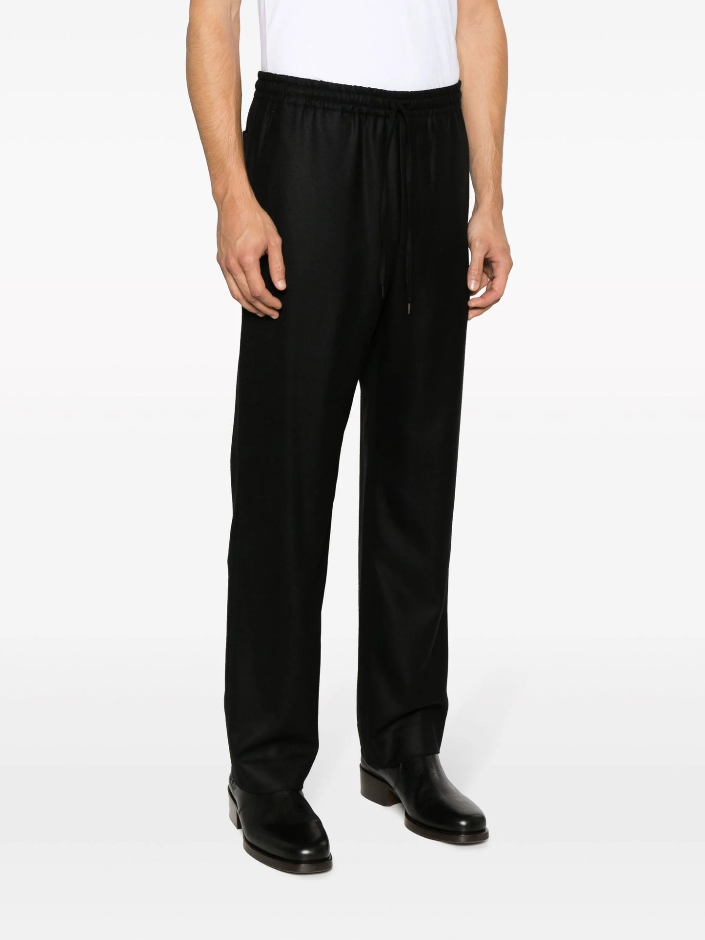 straight-leg wool trousers
