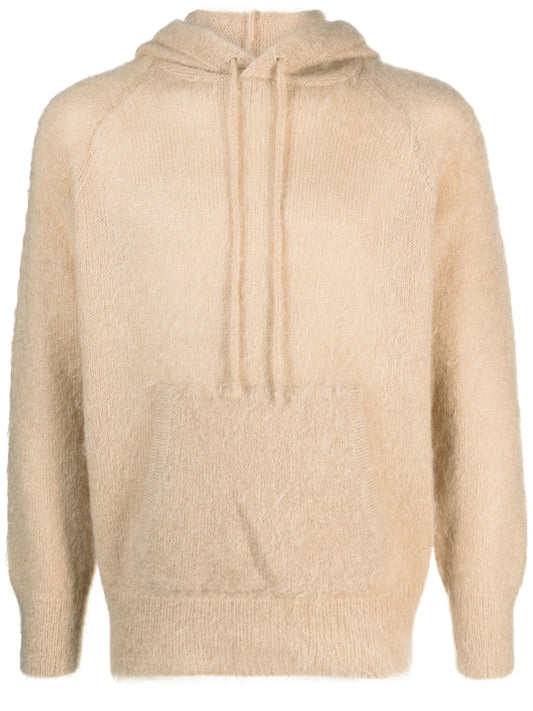 brushed mohair-wool blend hoodie