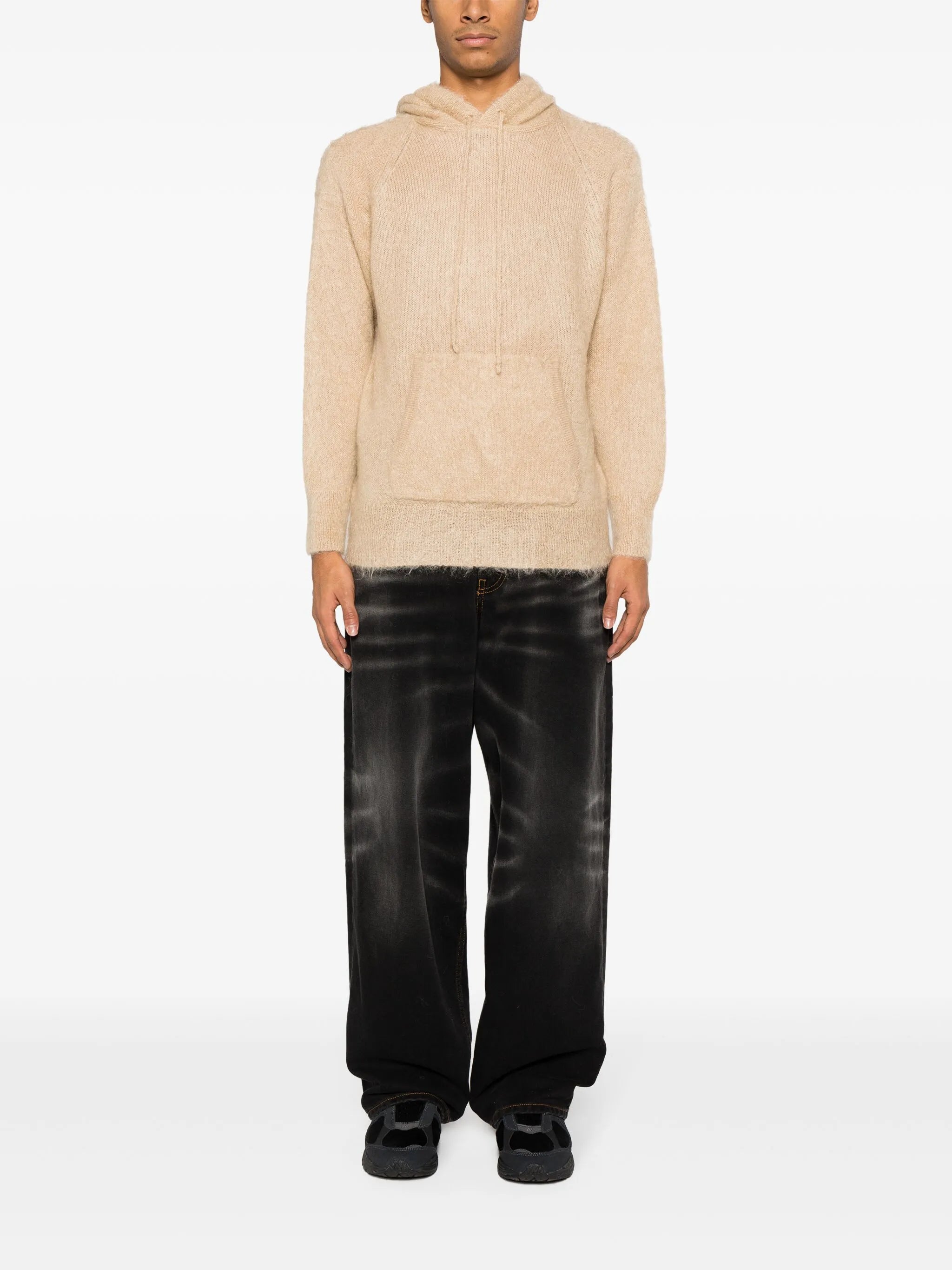brushed mohair-wool blend hoodie