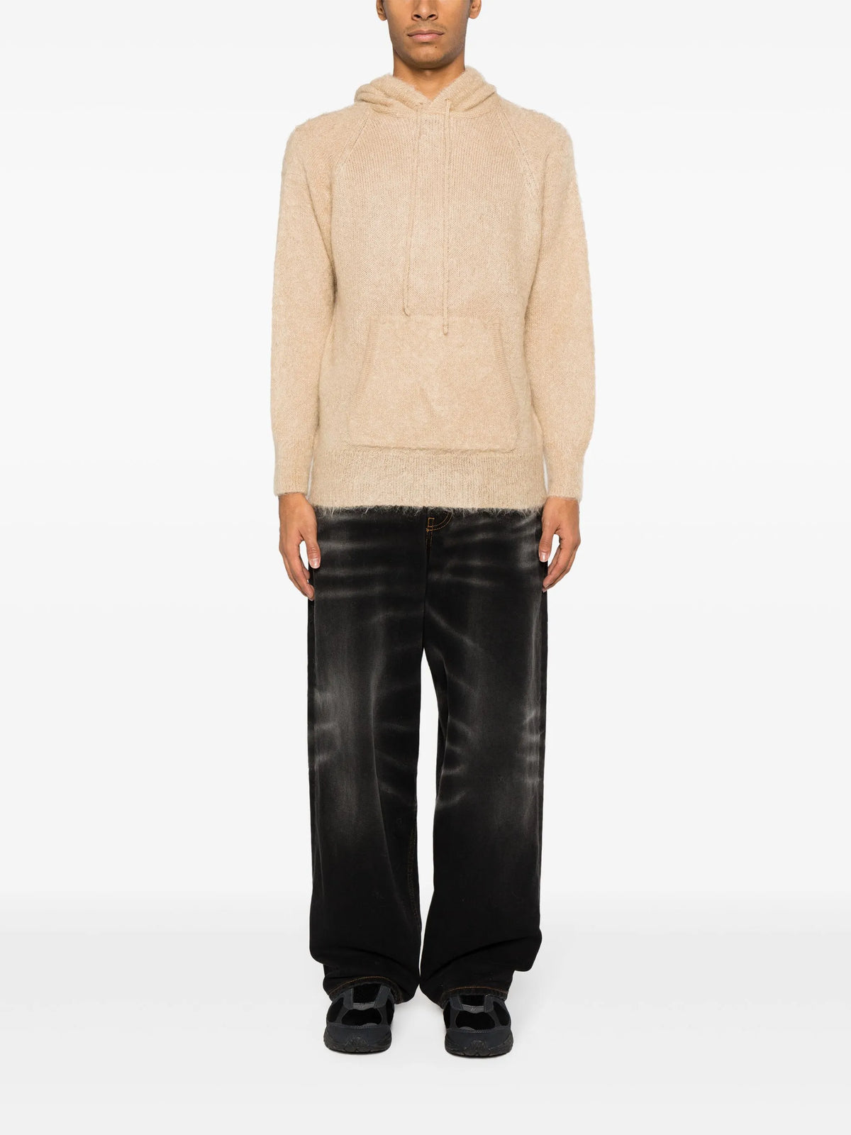 brushed mohair-wool blend hoodie
