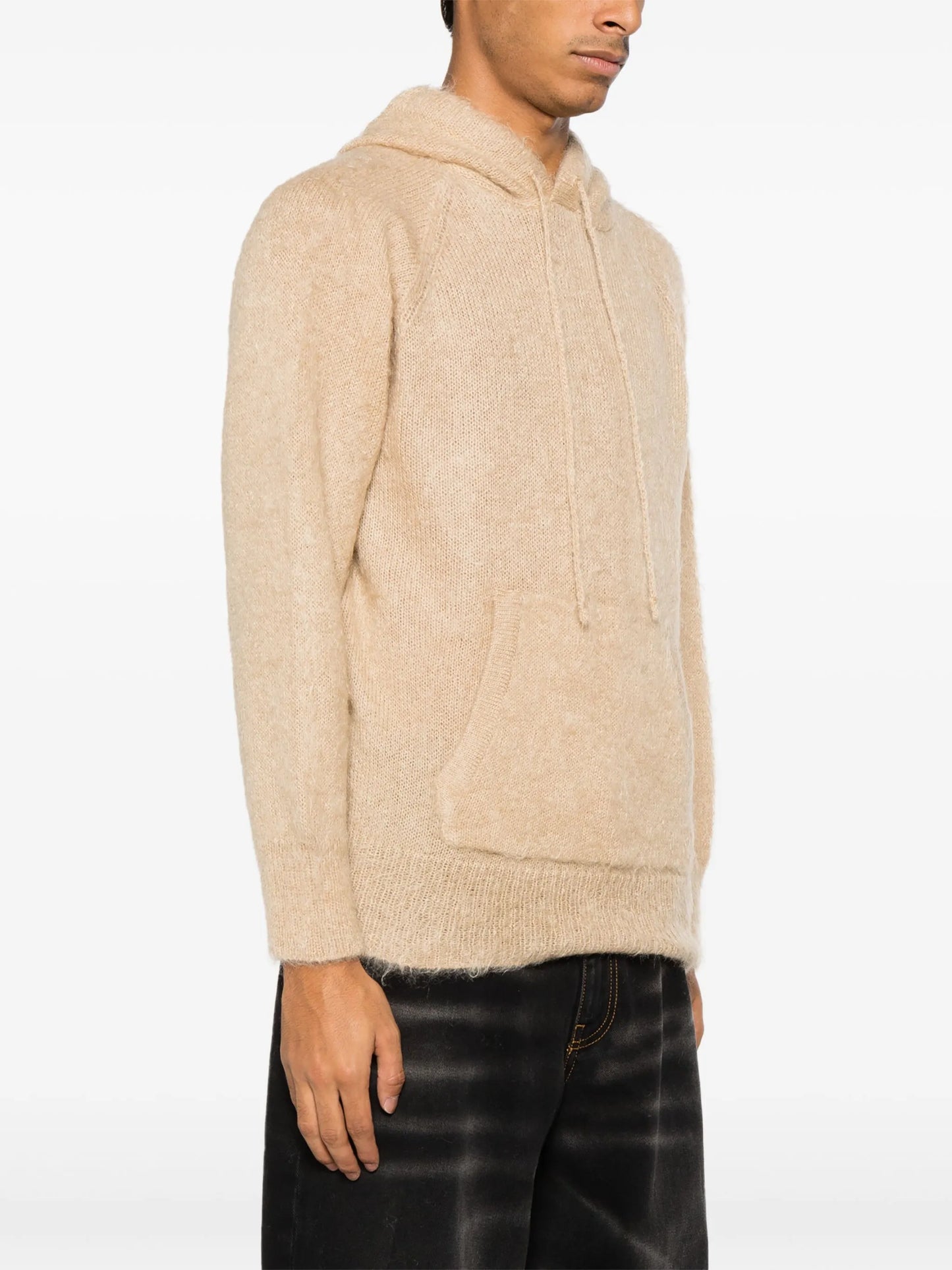 brushed mohair-wool blend hoodie
