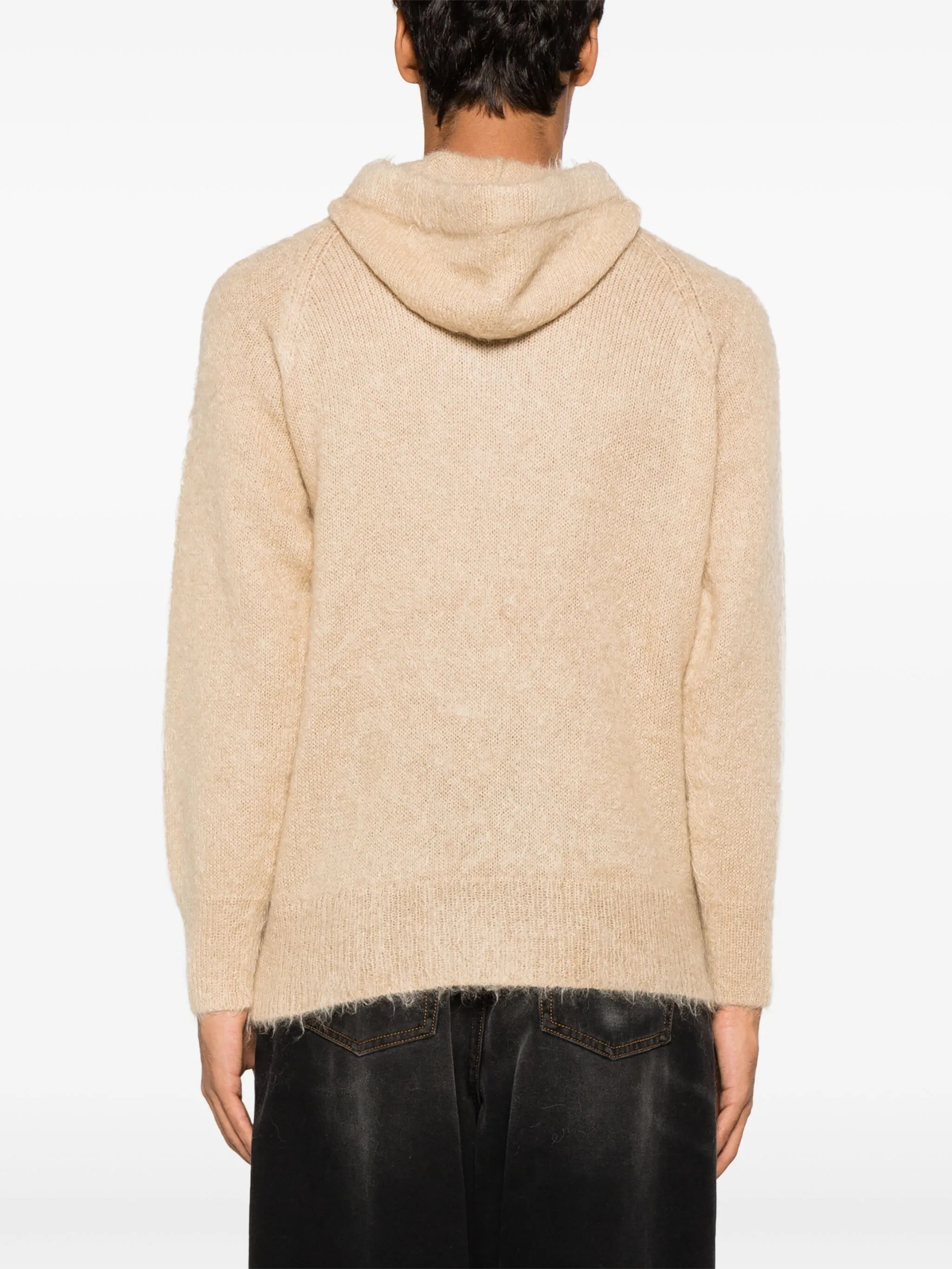 brushed mohair-wool blend hoodie