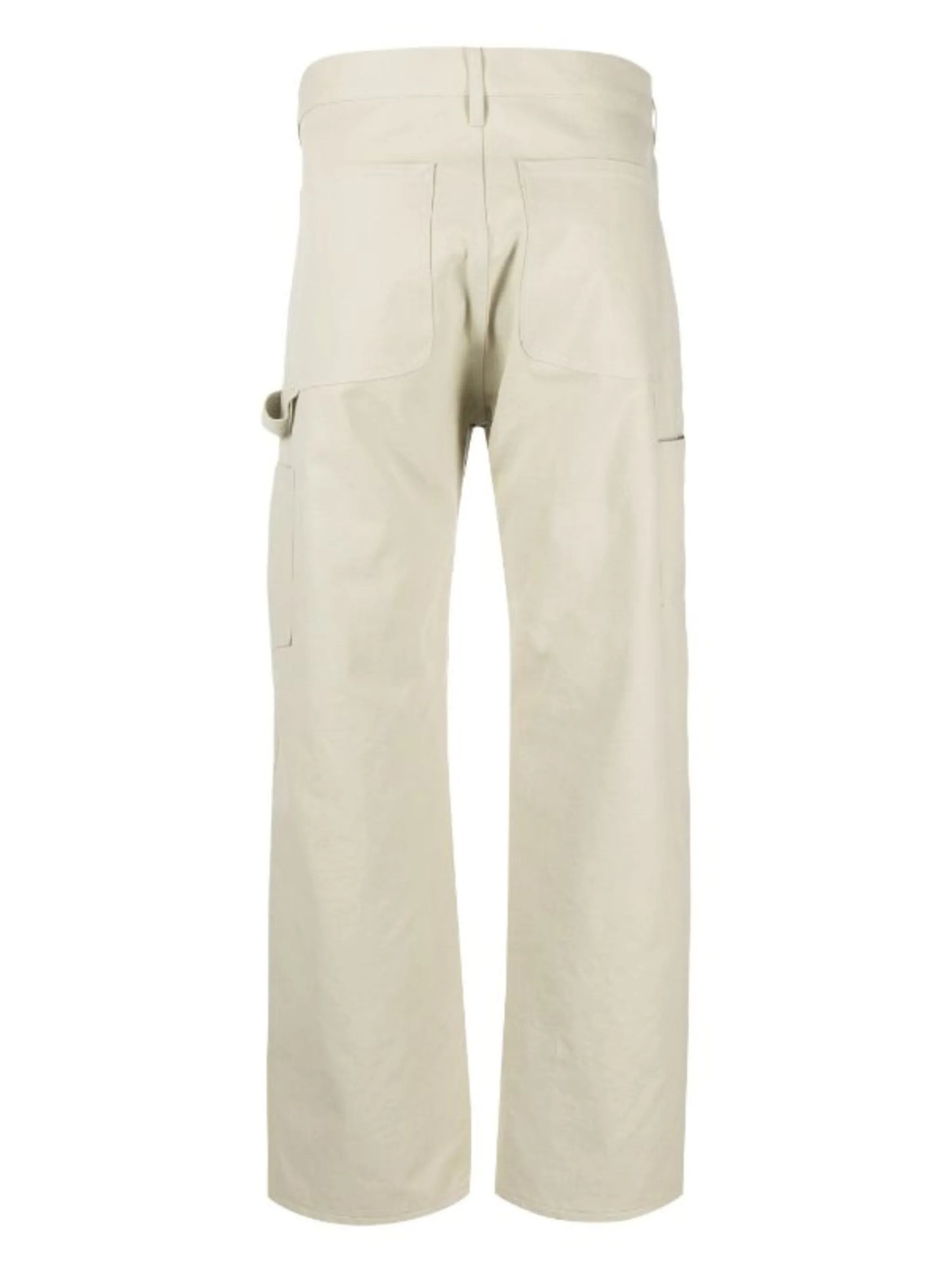 washed canvas straight-leg trousers