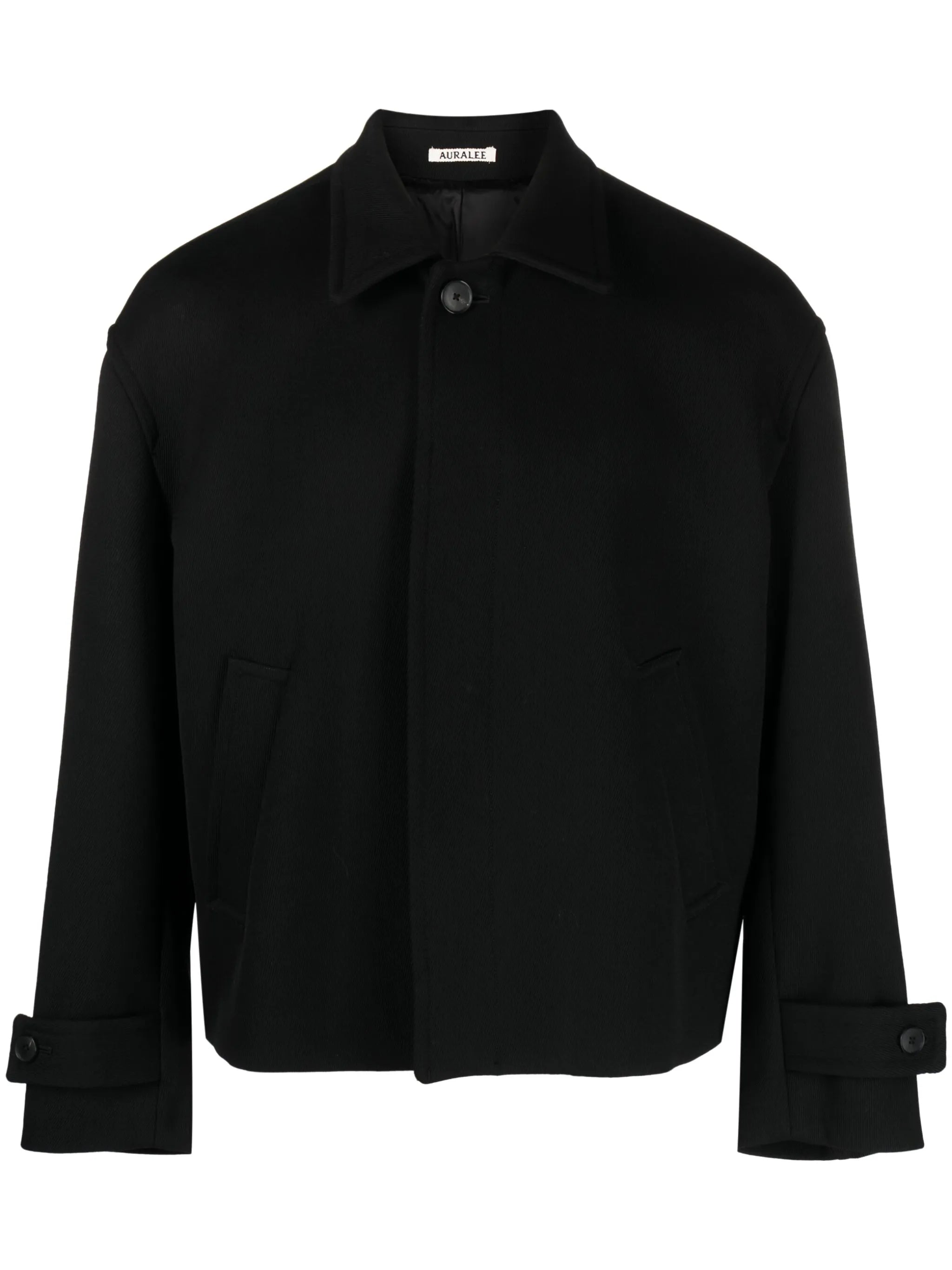 spread-collar wool jacket