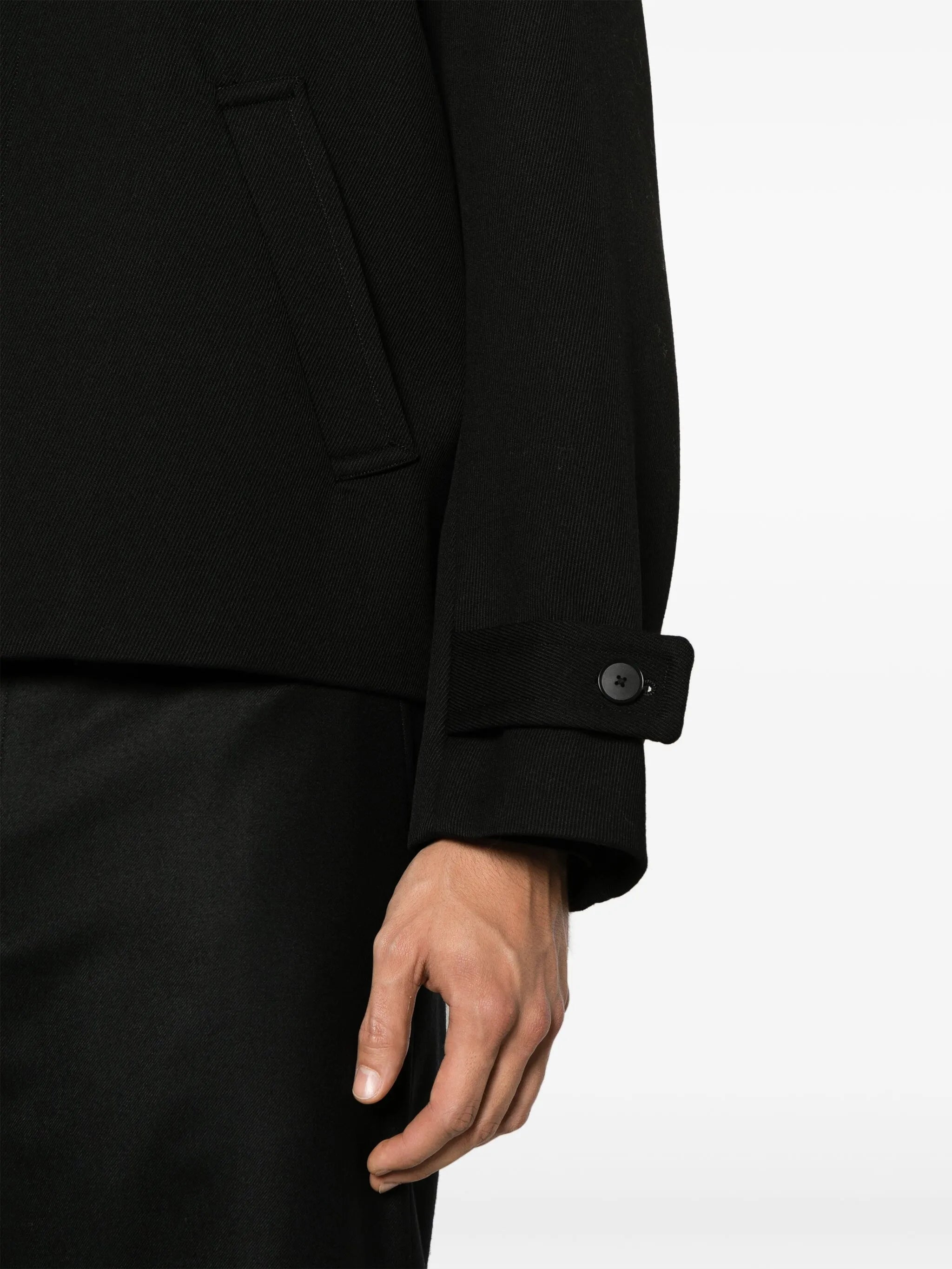 spread-collar wool jacket