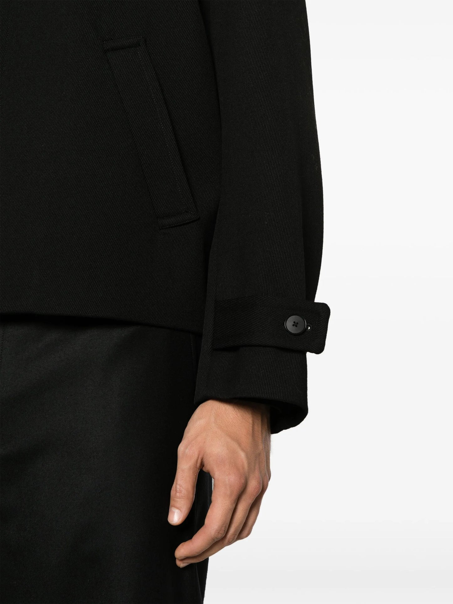 spread-collar wool jacket