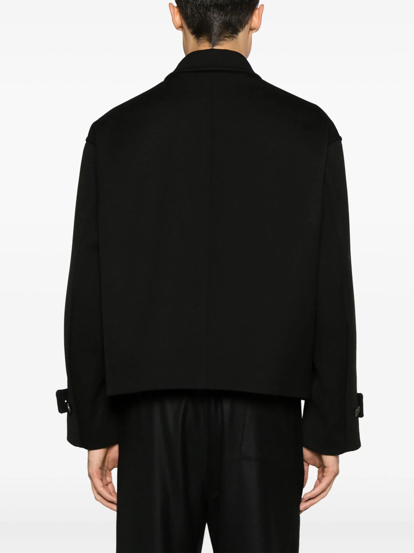 spread-collar wool jacket
