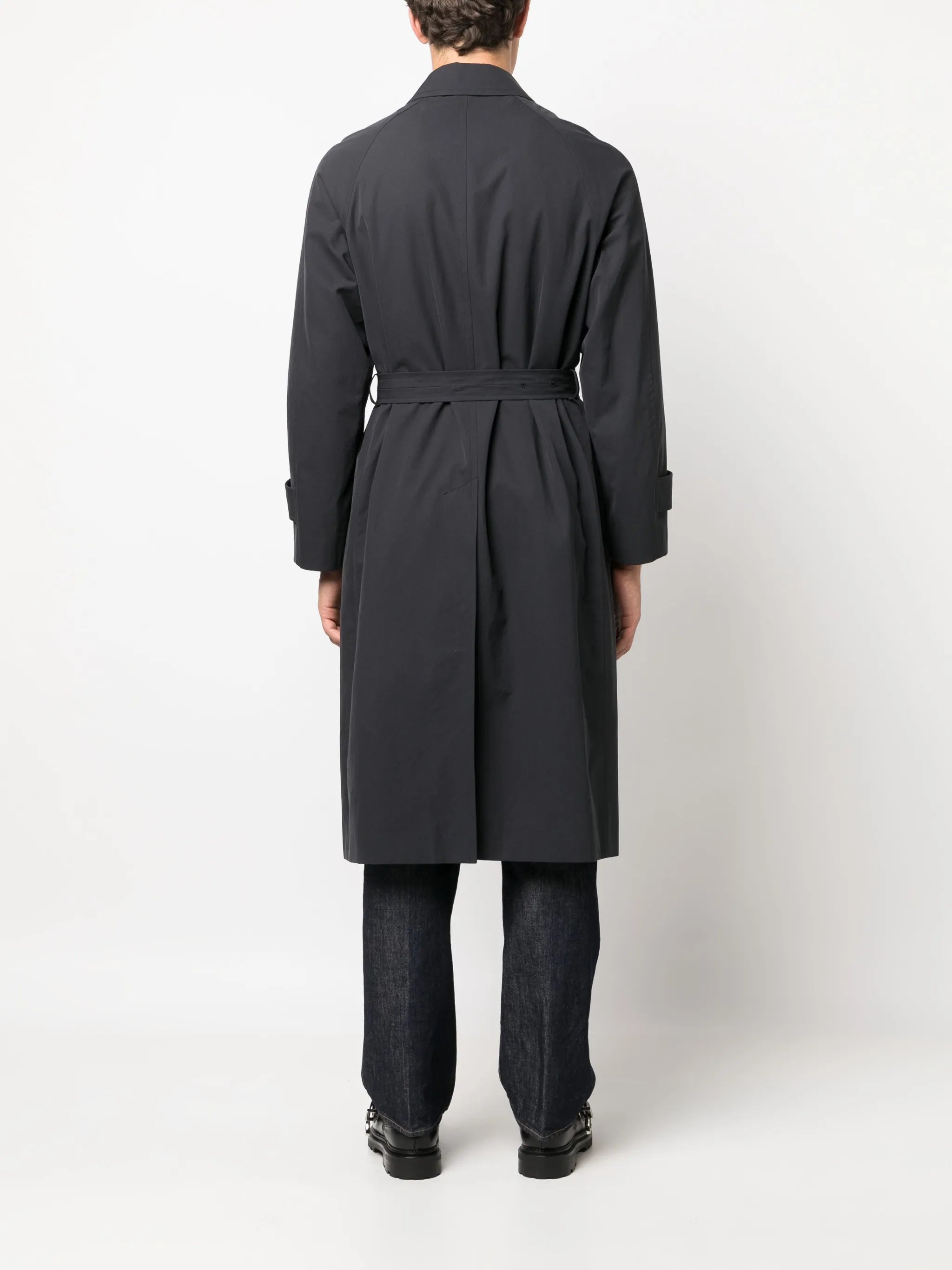 belted button-up cotton coat